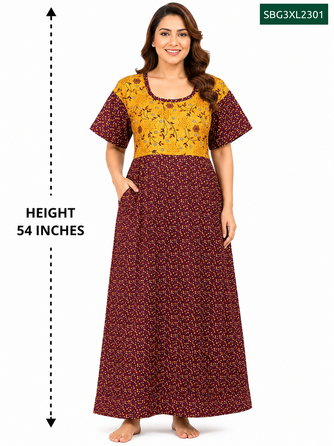 Sivam Nighty Cotton Gown Model 3XL- SBG3XL2301