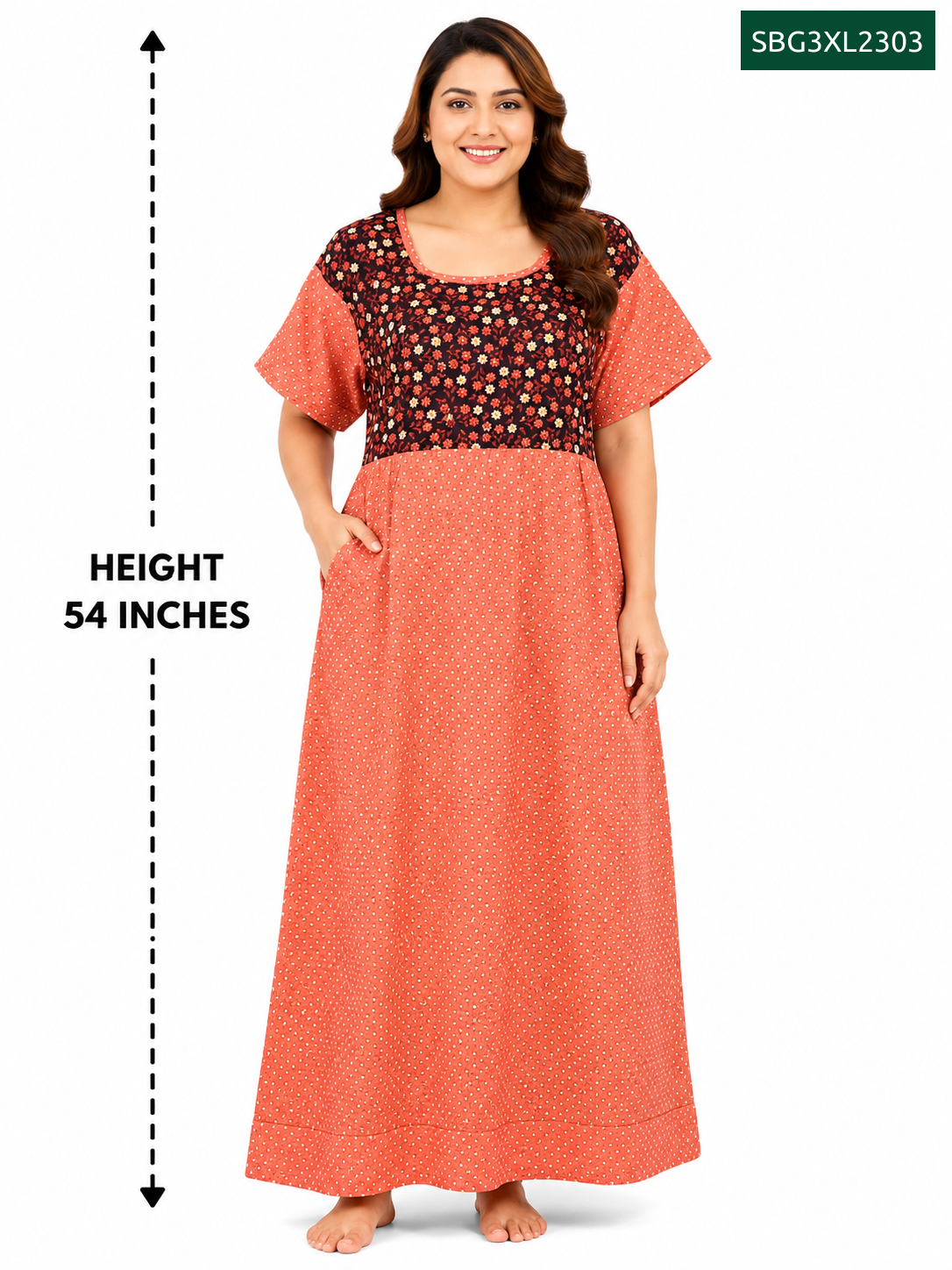 Sivam Nighty Cotton Gown Model 3XL- SBG3XL2303