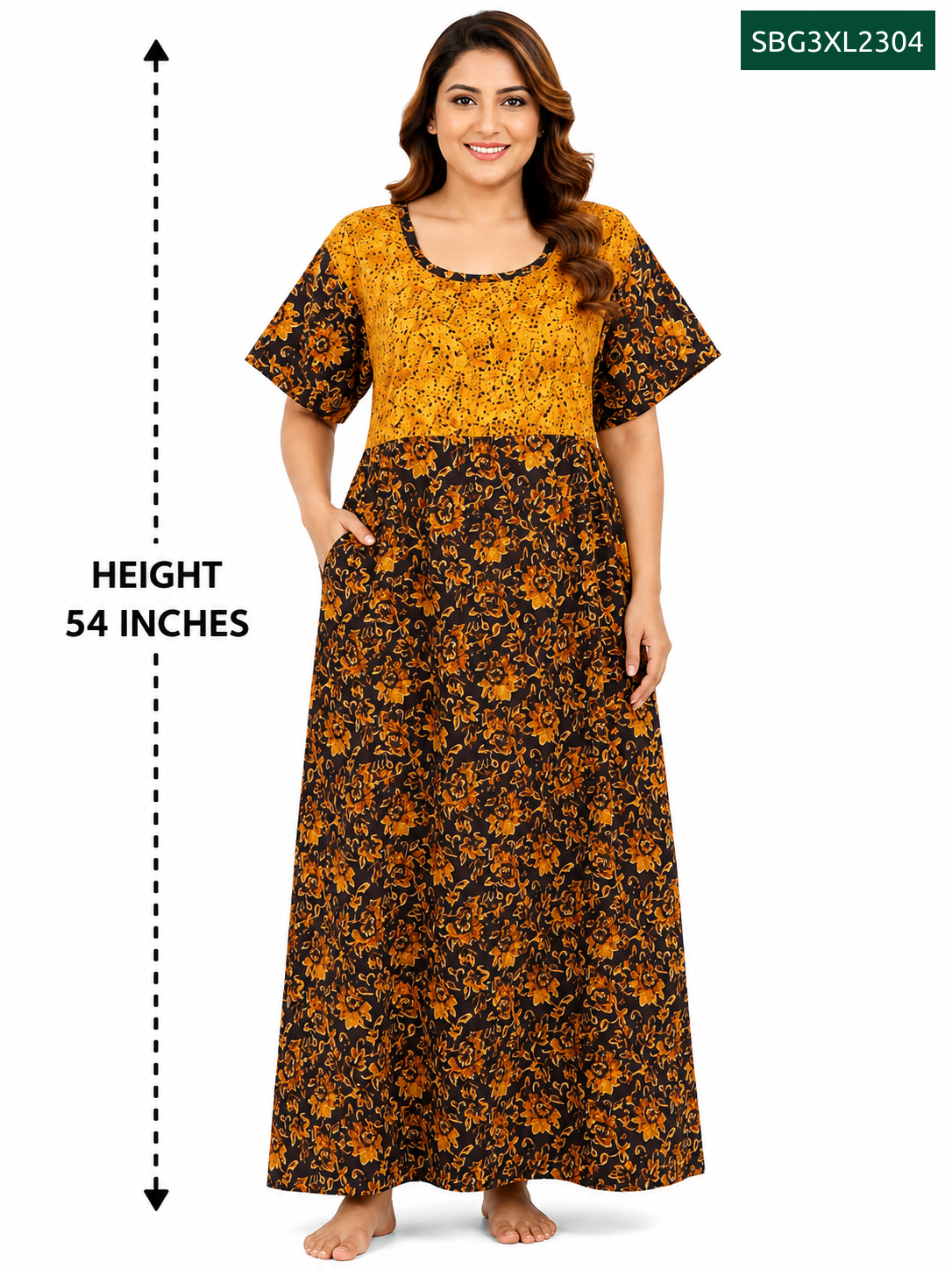 Sivam Nighty Cotton Gown Model 3XL- SBG3XL2304
