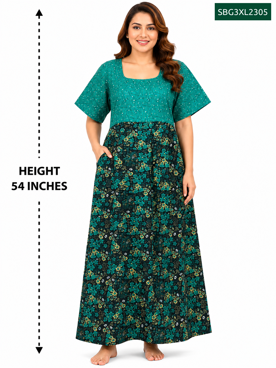 Sivam Nighty Cotton Gown Model 3XL- SBG3XL2305