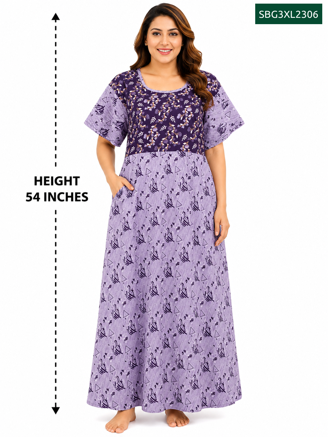 Sivam Nighty Cotton Gown Model 3XL- SBG3XL2306