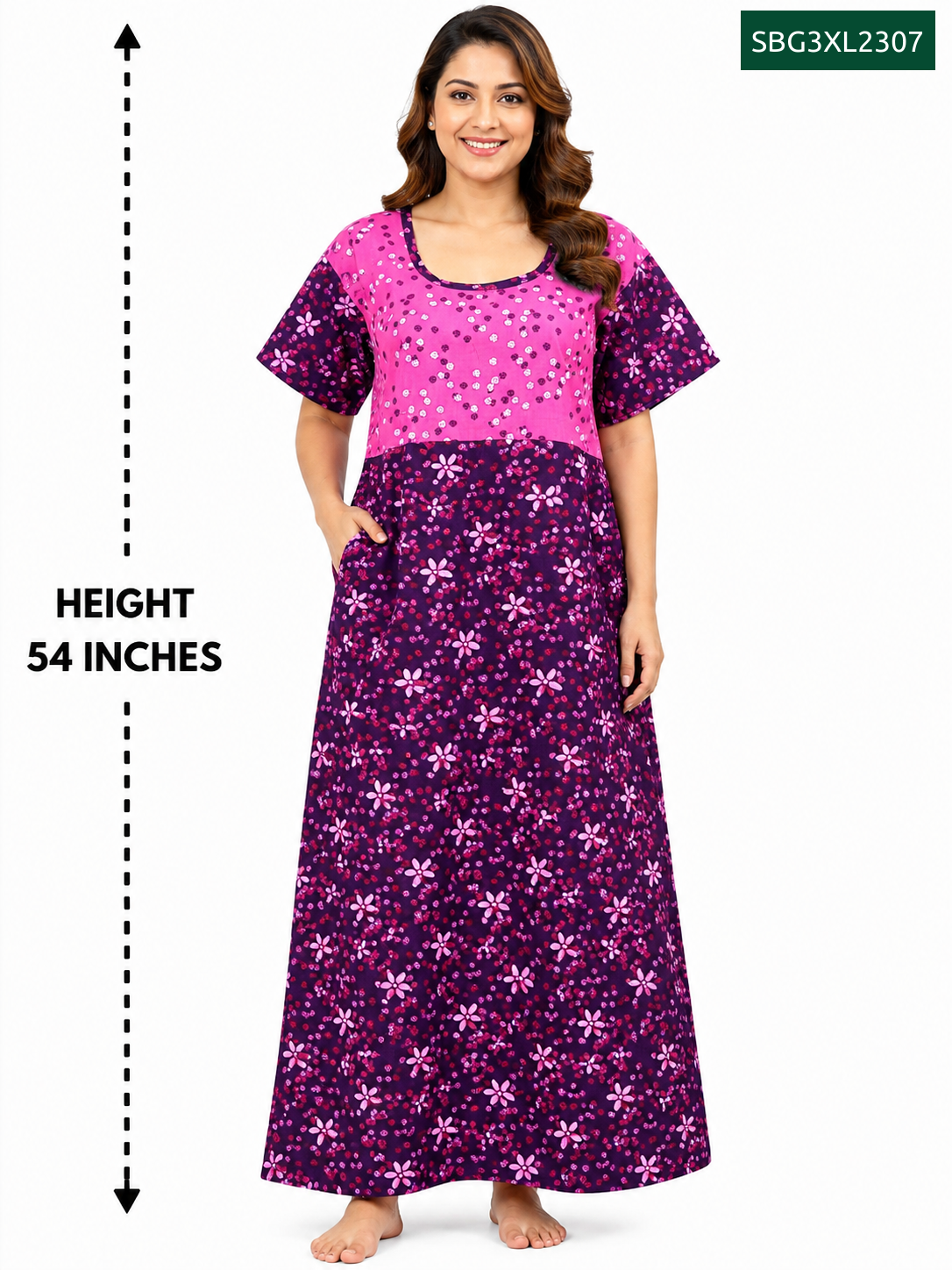 Sivam Nighty Cotton Gown Model 3XL- SBG3XL2307