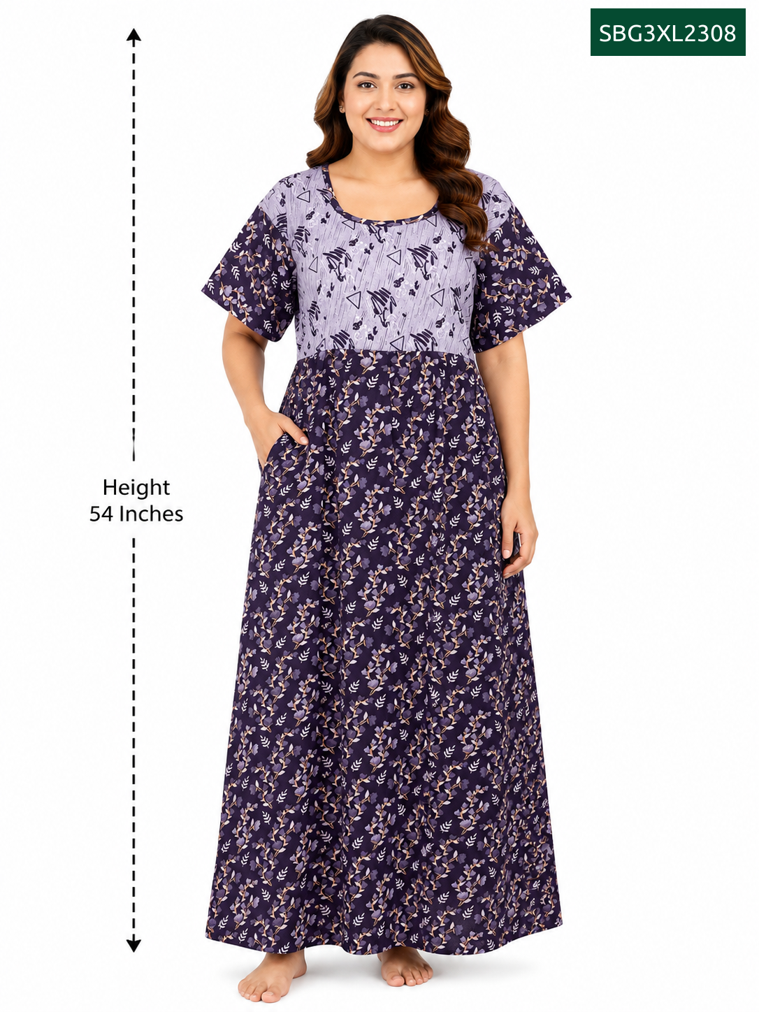 Sivam Nighty Cotton Gown Model 3XL- SBG3XL2308