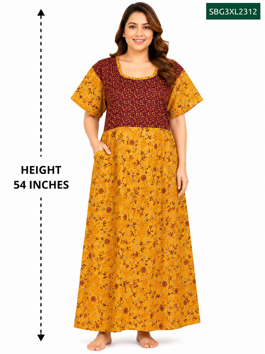 Sivam Nighty Cotton Gown Model 3XL- SBG3XL2312