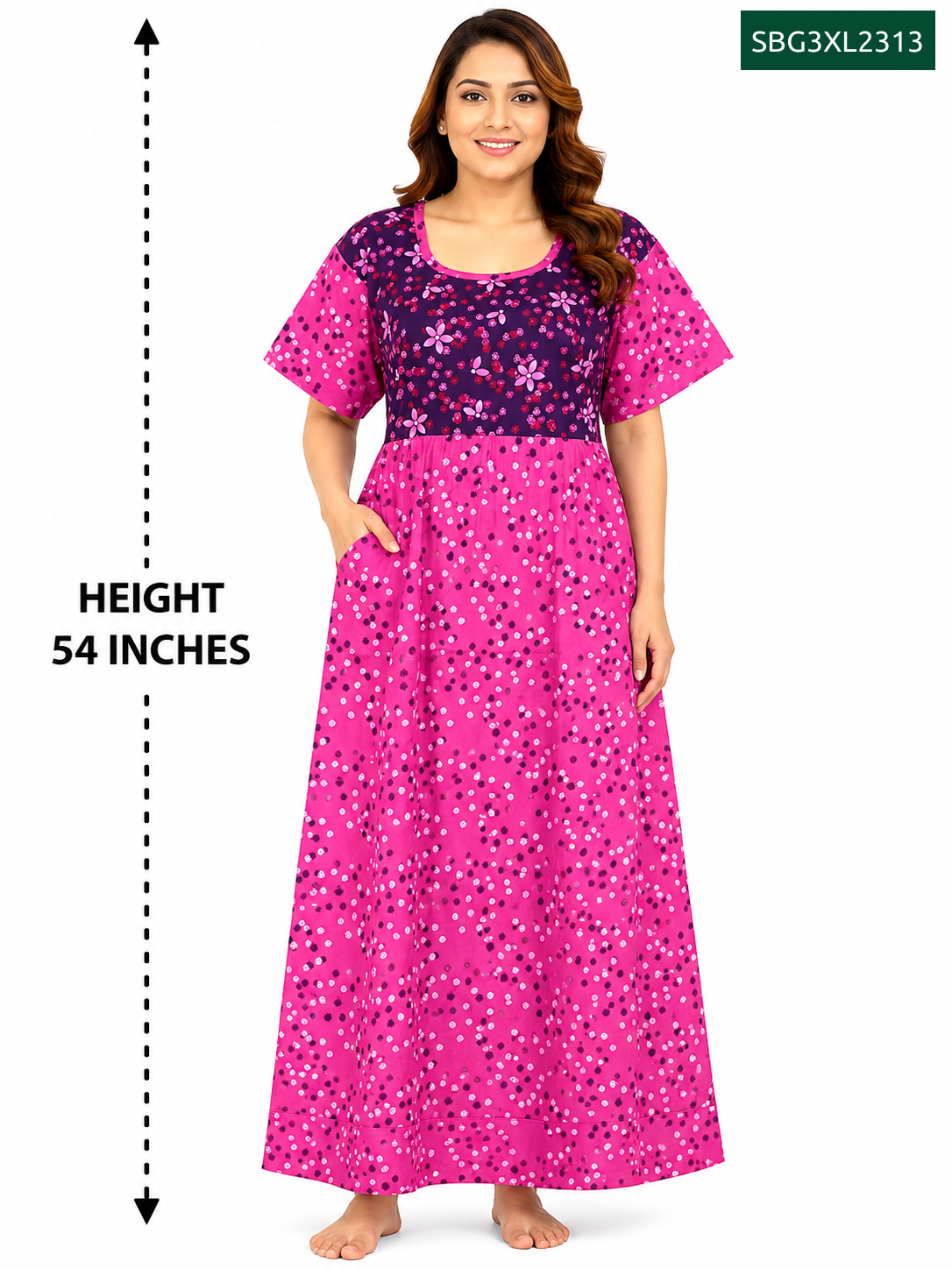 Sivam Nighty Cotton Gown Model 3XL- SBG3XL2313