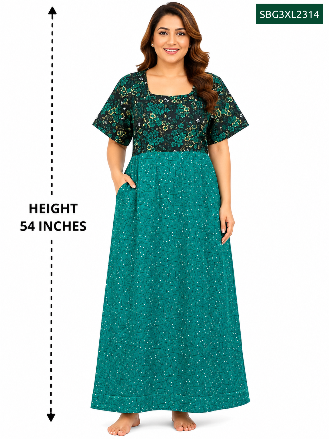 Sivam Nighty Cotton Gown Model 3XL- SBG3XL2314
