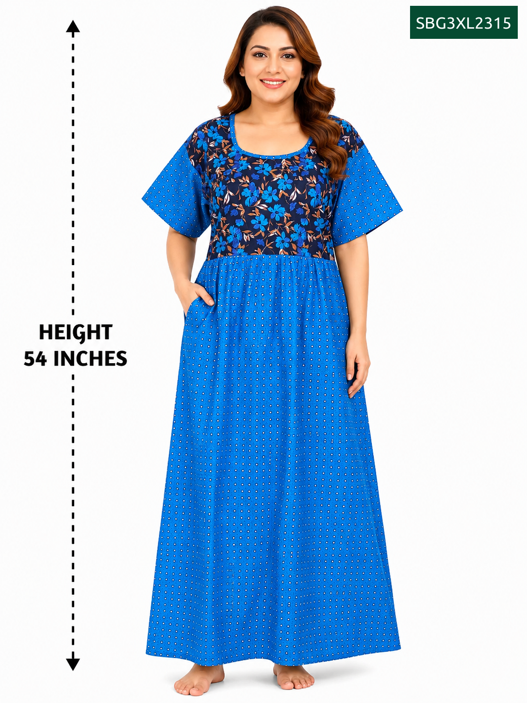 Sivam Nighty Cotton Gown Model 3XL- SBG3XL2315