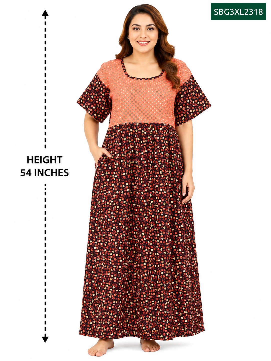 Sivam Nighty Cotton Gown Model 3XL- SBG3XL2318