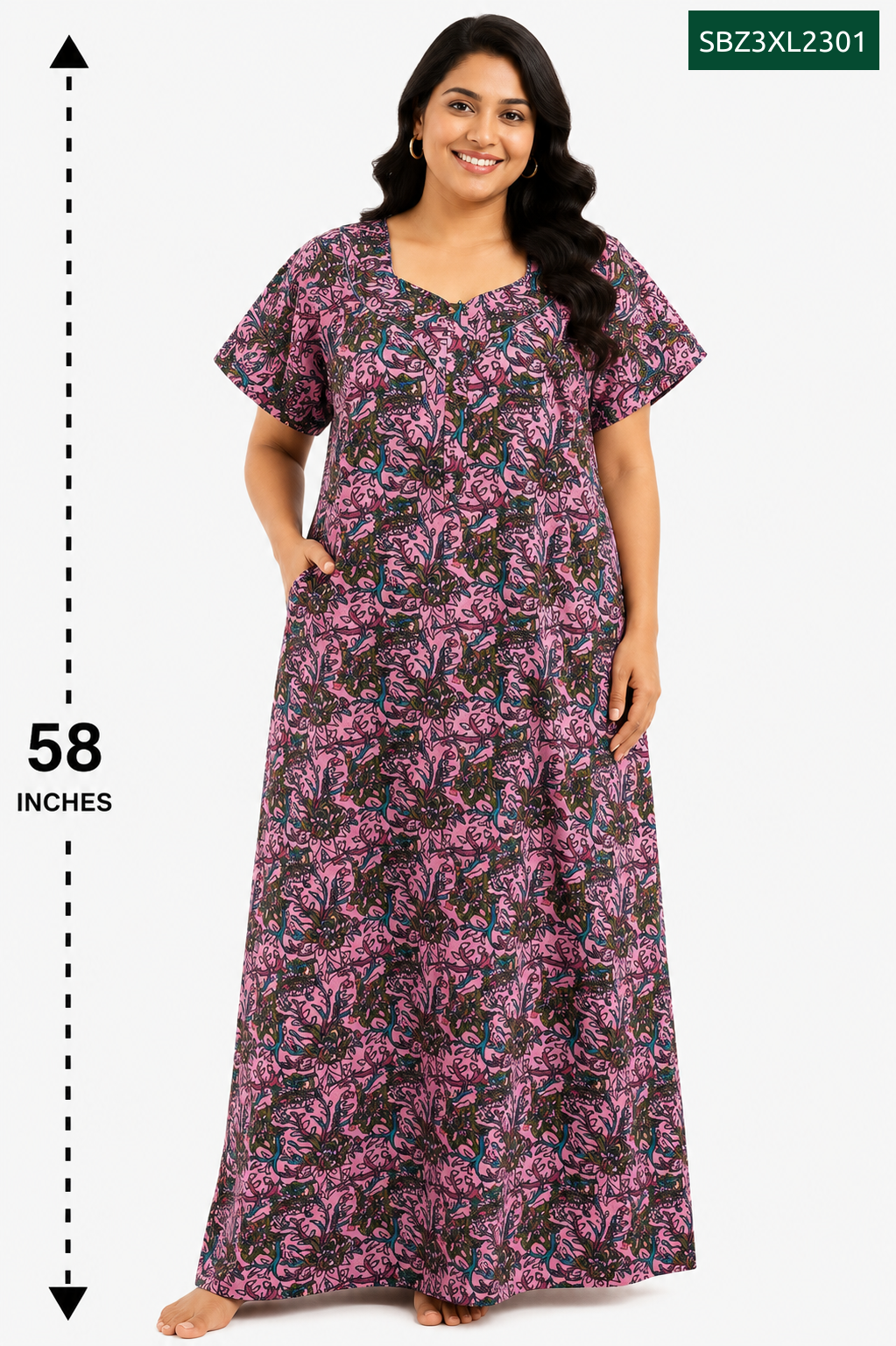 Sivam Nighty Cotton Zip Model 3XL- SBZ3XL2301