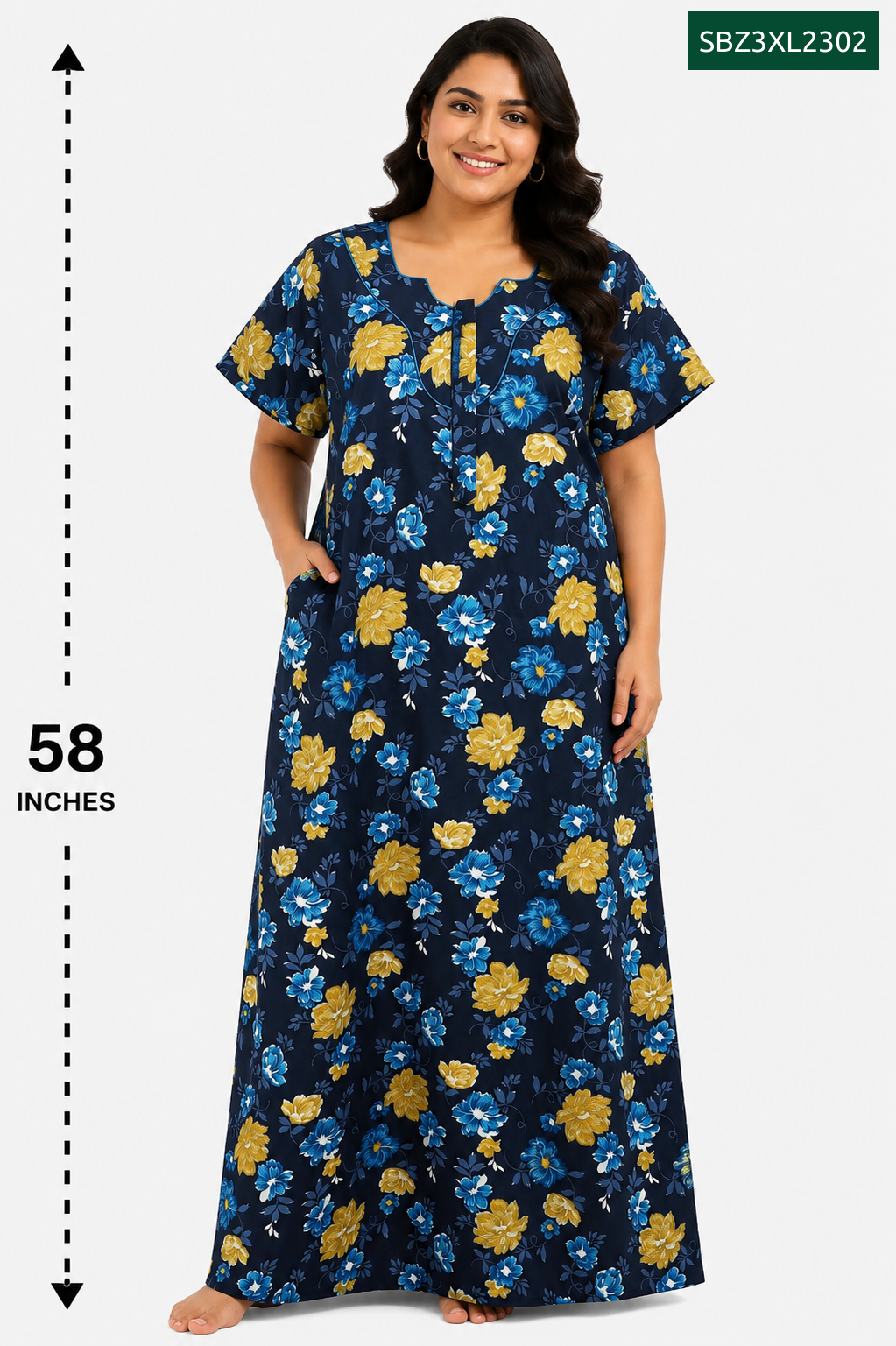 Sivam Nighty Cotton Zip Model 3XL- SBZ3XL2302
