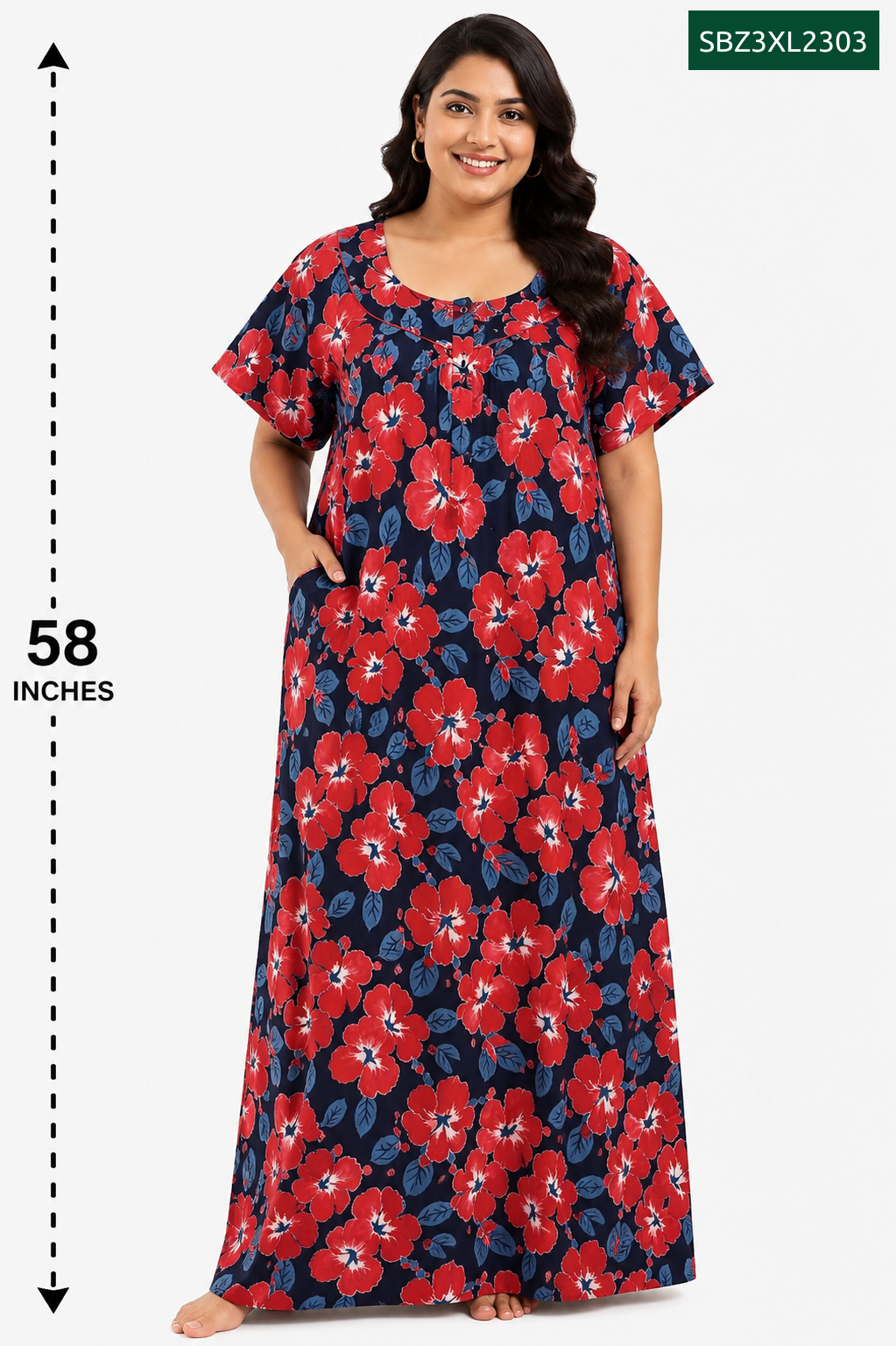 Sivam Nighty Cotton Zip Model 3XL- SBZ3XL2303