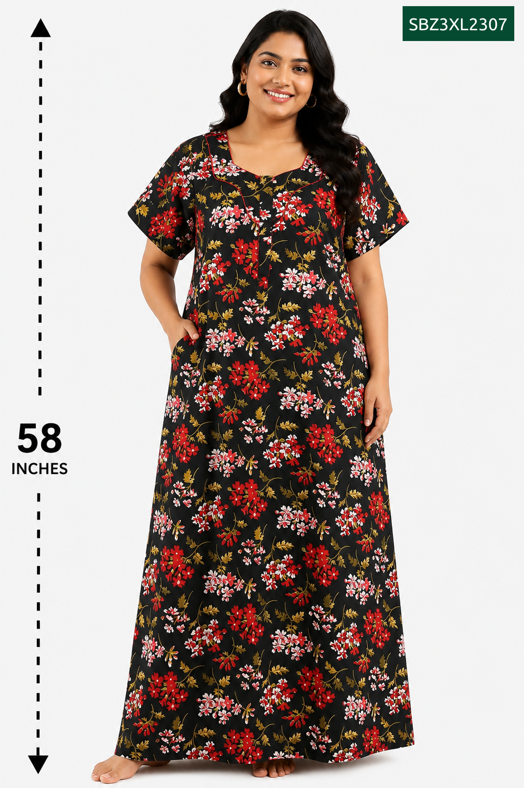 Sivam Nighty Cotton Zip Model 3XL- SBZ3XL2307