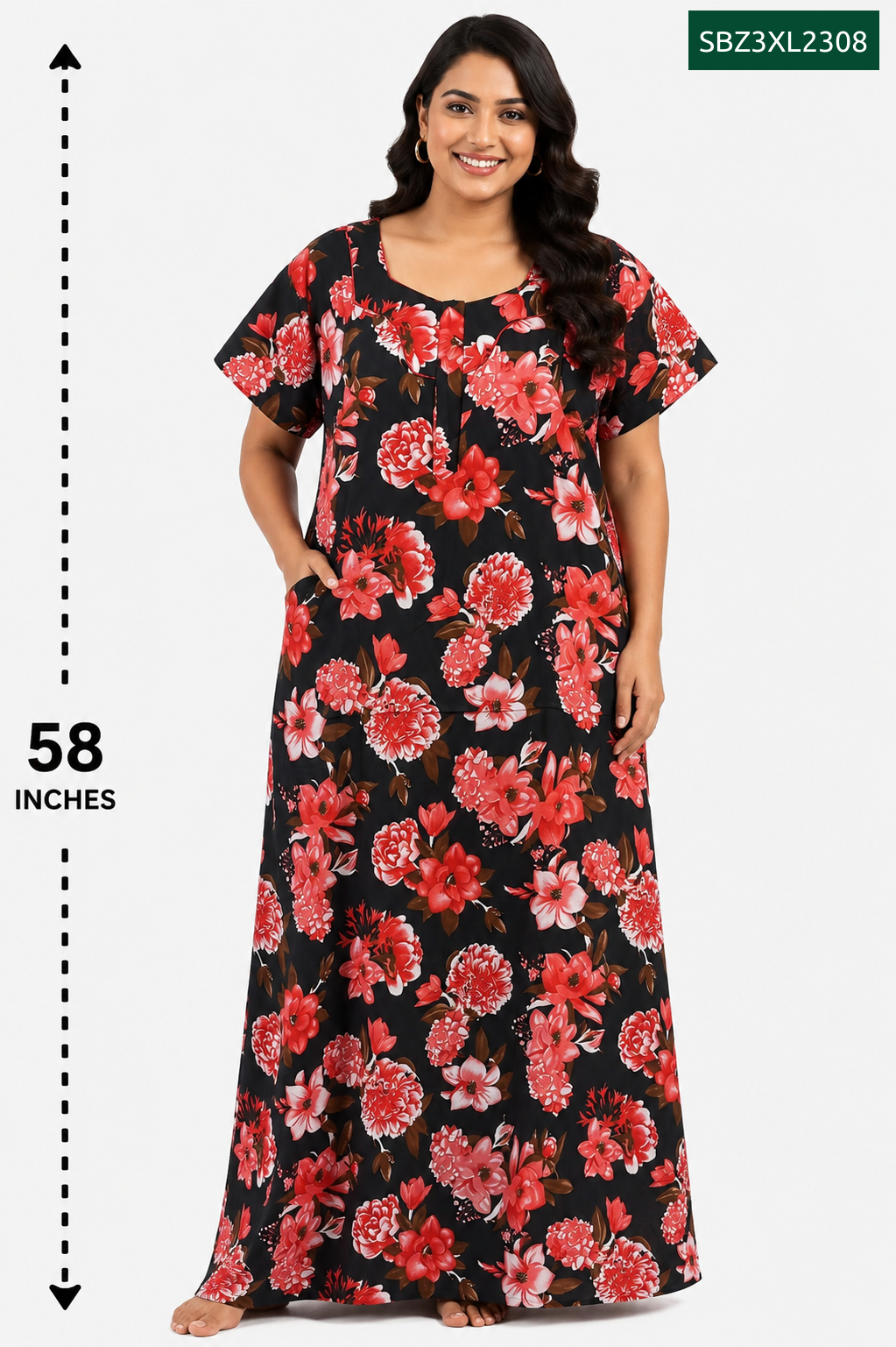 Sivam Nighty Cotton Zip Model 3XL- SBZ3XL2308