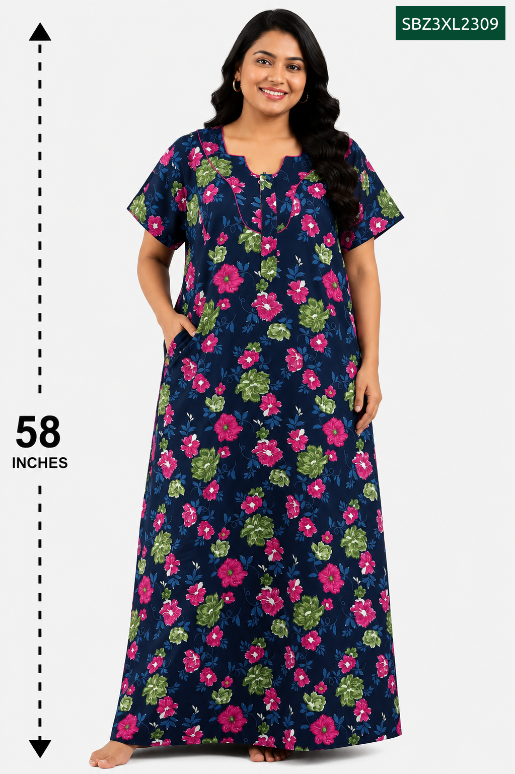 Sivam Nighty Cotton Zip Model 3XL- SBZ3XL2309
