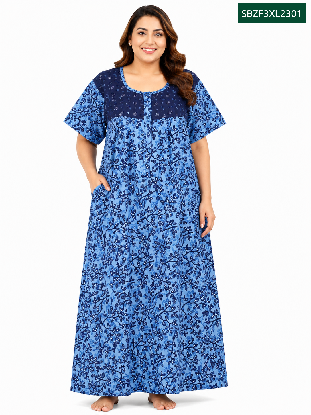 Sivam Nighty Cotton Zip Frock Model 3XL- SBZF3XL2301
