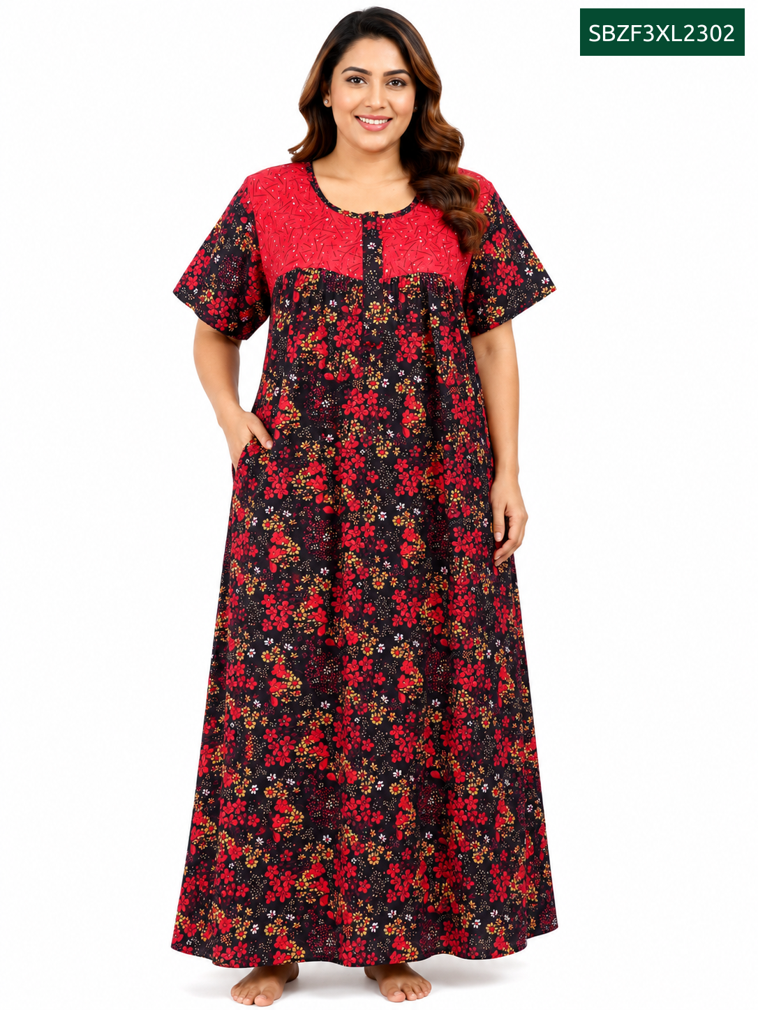 Sivam Nighty Cotton Zip Frock Model 3XL- SBZF3XL2302
