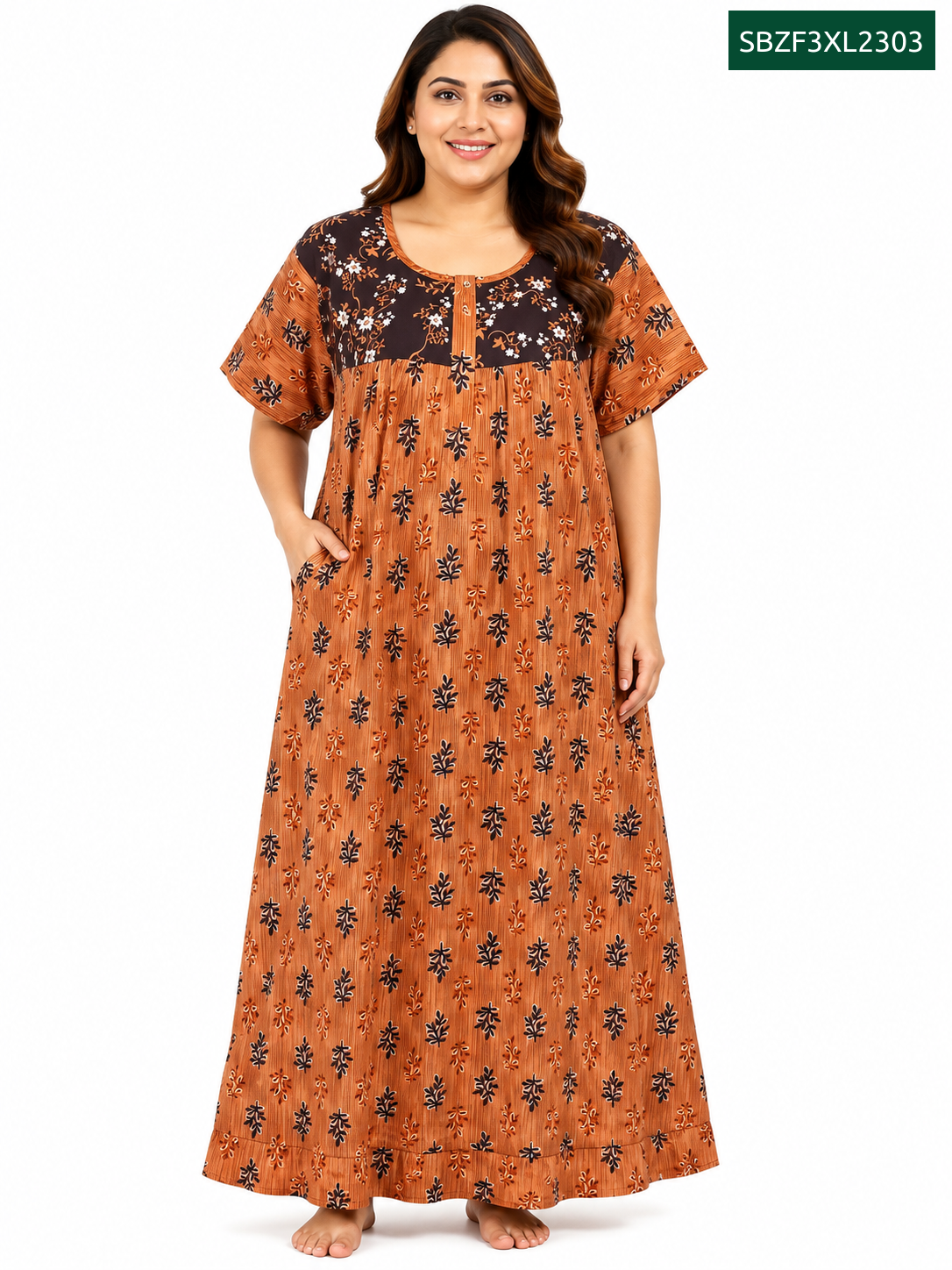 Sivam Nighty Cotton Zip Frock Model 3XL- SBZF3XL2303