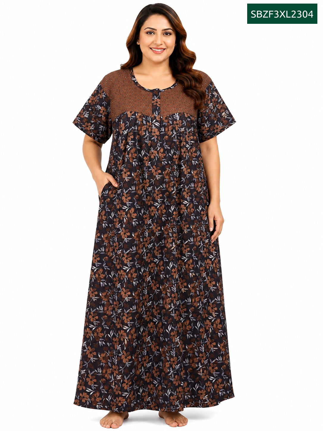 Sivam Nighty Cotton Zip Frock Model 3XL- SBZF3XL2304