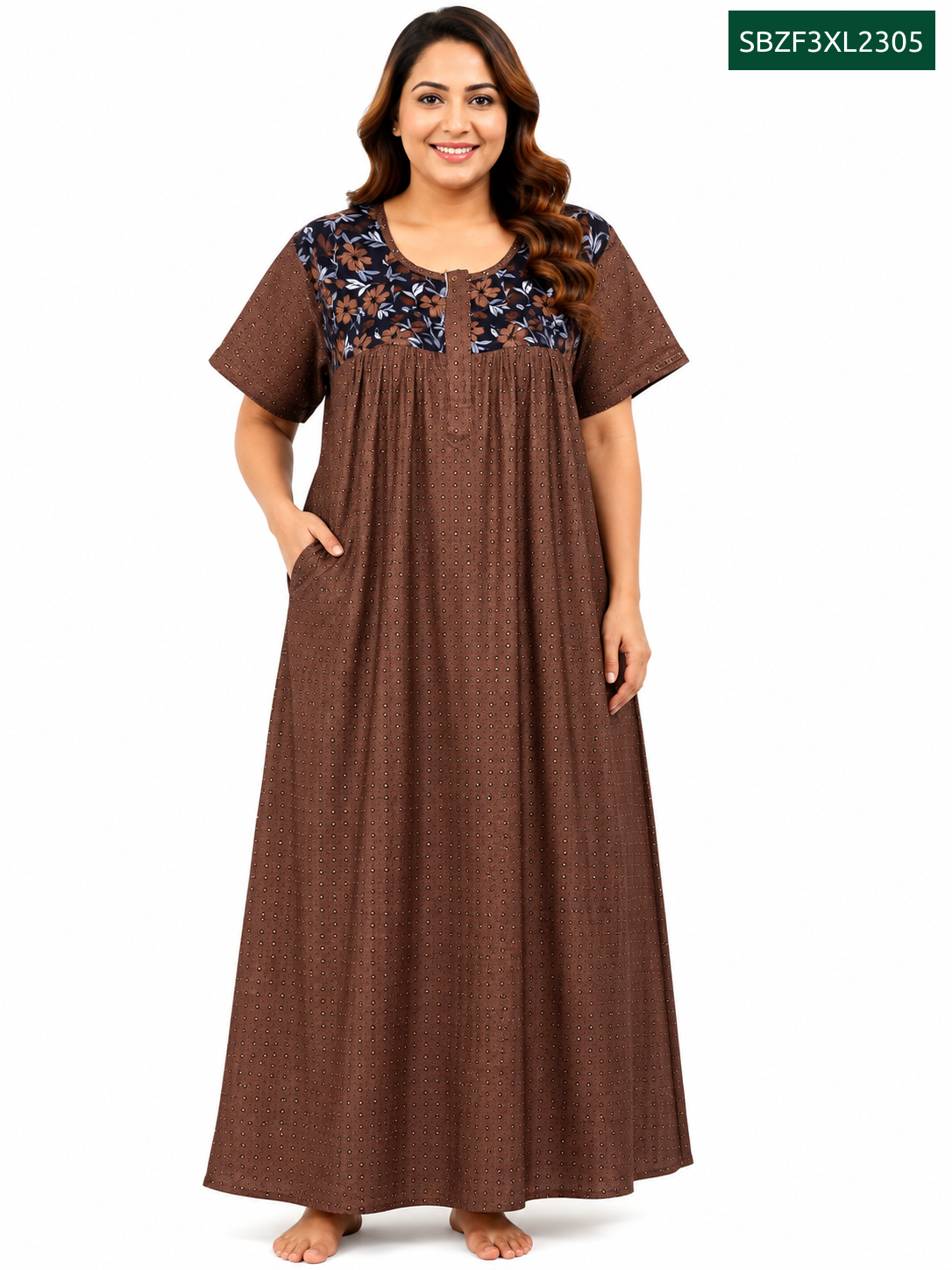 Sivam Nighty Cotton Zip Frock Model 3XL- SBZF3XL2305