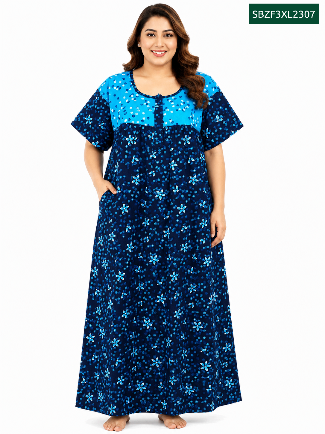 Sivam Nighty Cotton Zip Frock Model 3XL- SBZF3XL2307