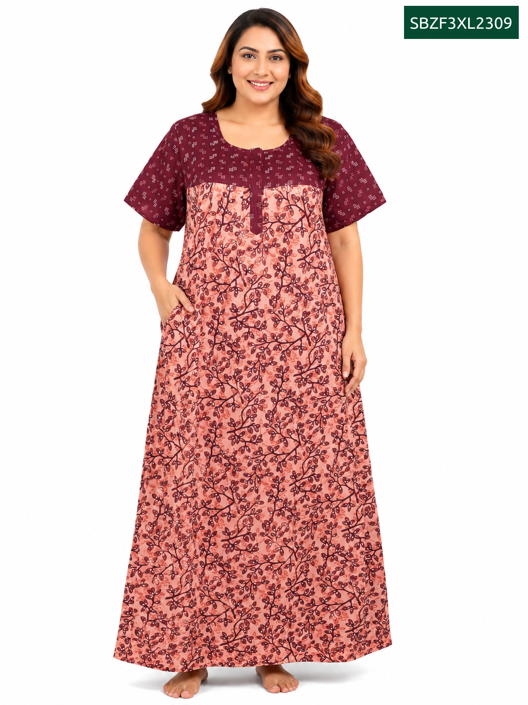 Sivam Nighty Cotton Zip Frock Model 3XL- SBZF3XL2309