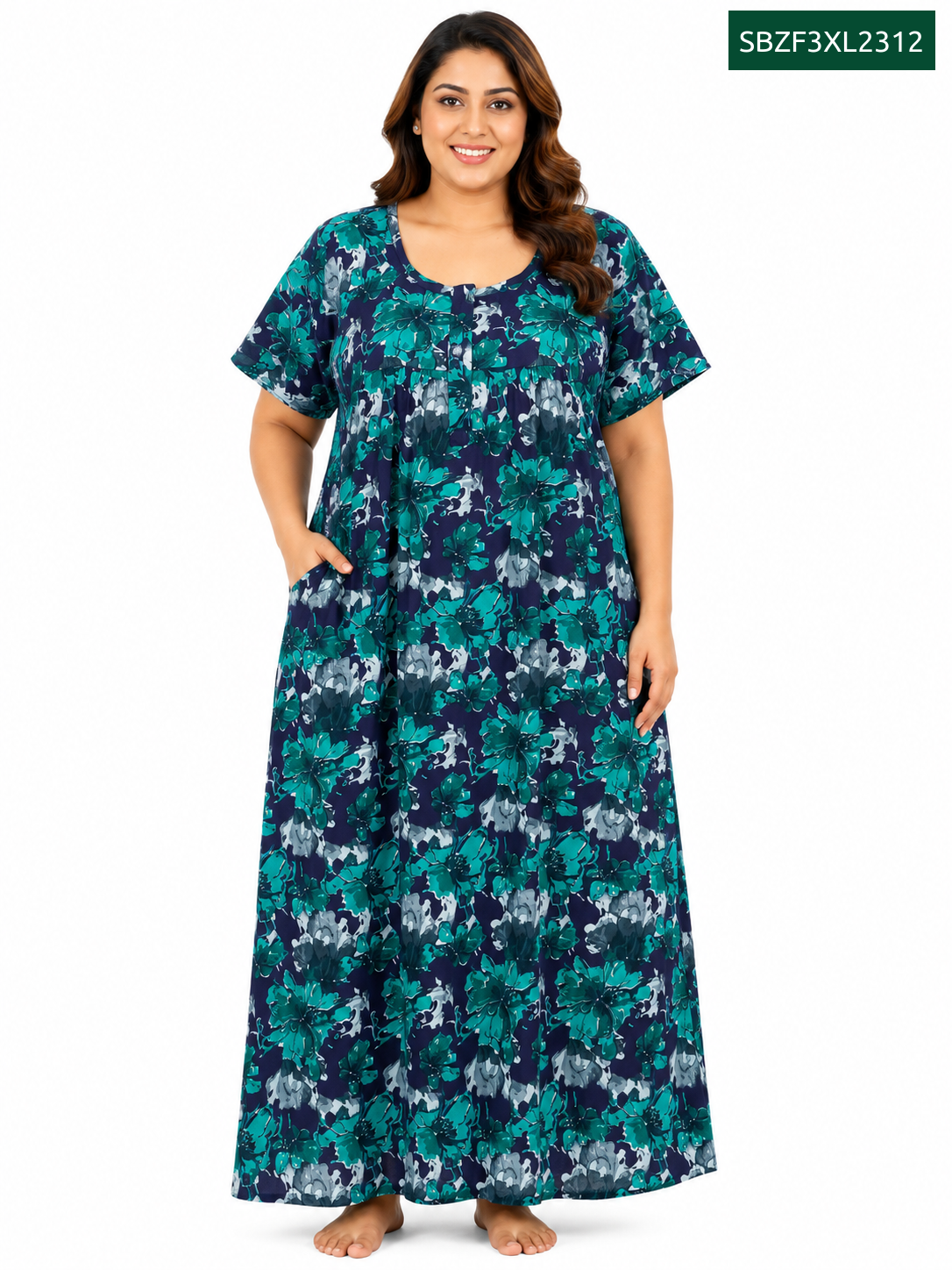 Sivam Nighty Cotton Zip Frock Model 3XL- SBZF3XL2312
