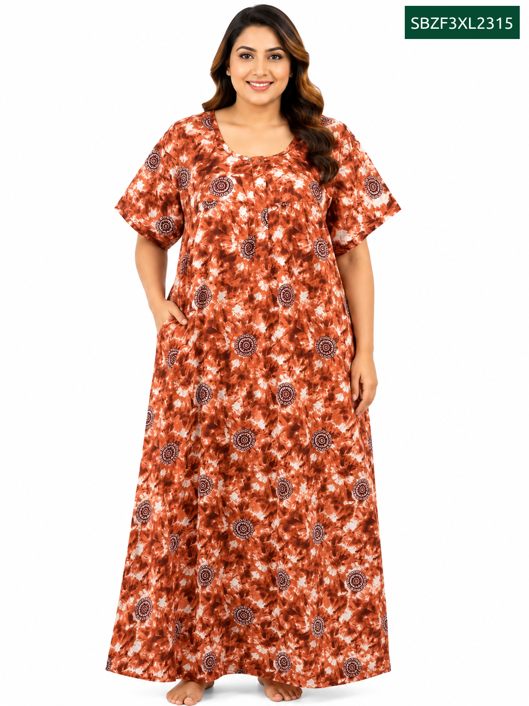 Sivam Nighty Cotton Zip Frock Model 3XL- SBZF3XL2315