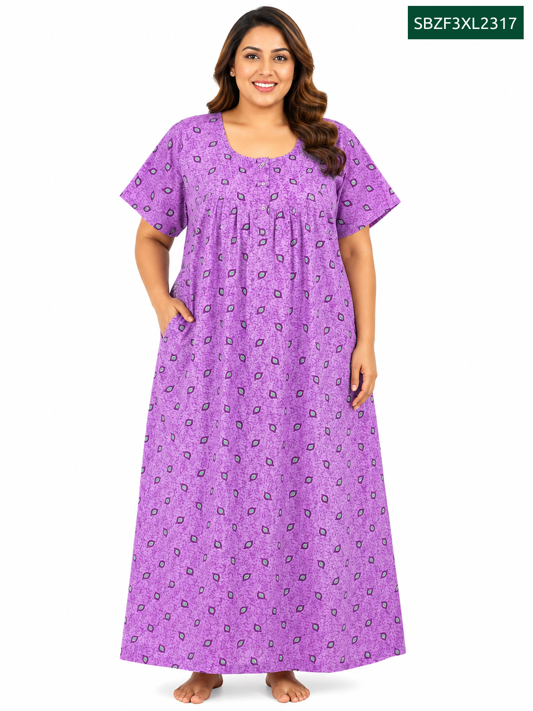Sivam Nighty Cotton Zip Frock Model 3XL- SBZF3XL2317