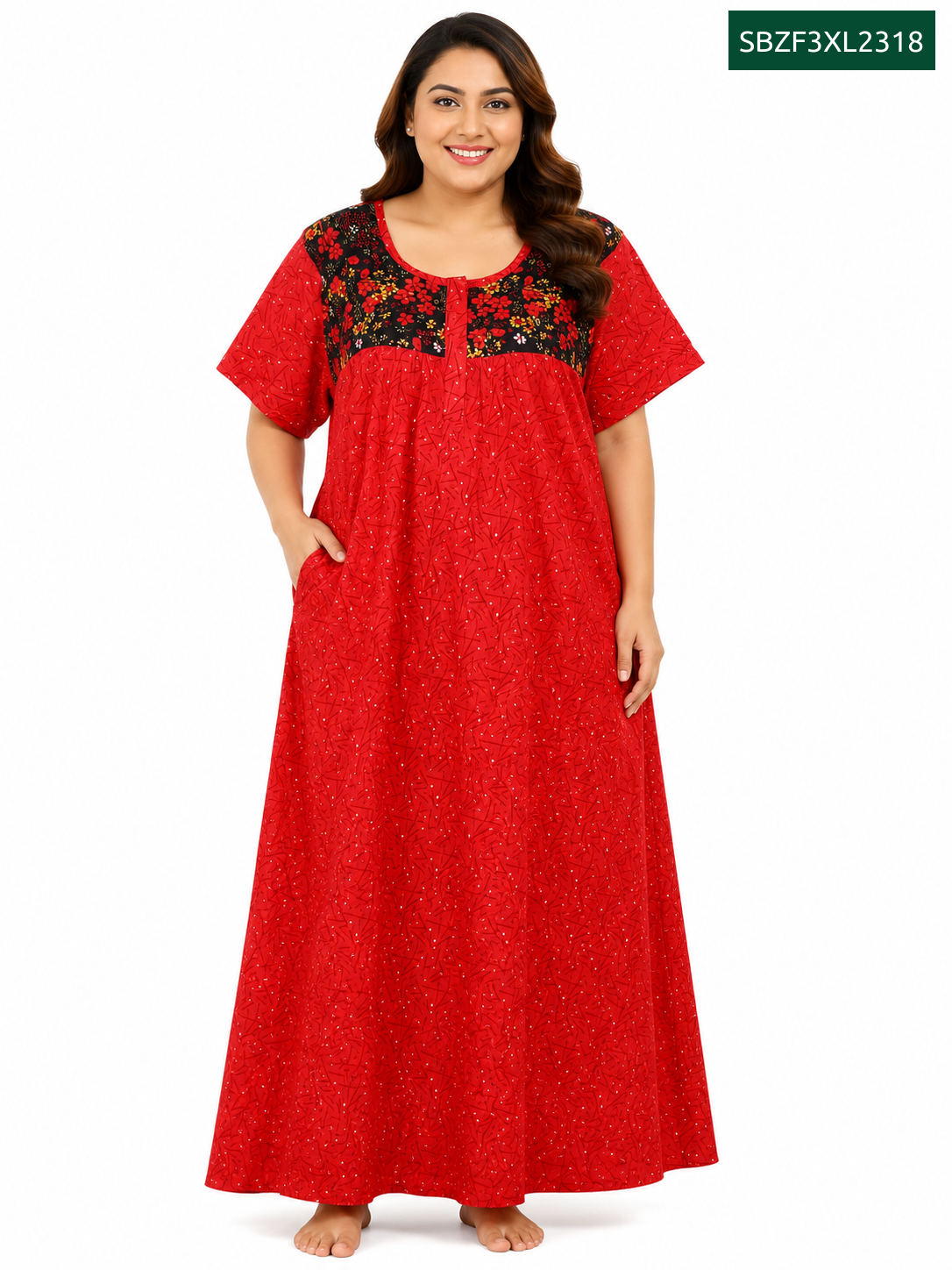 Sivam Nighty Cotton Zip Frock Model 3XL- SBZF3XL2318