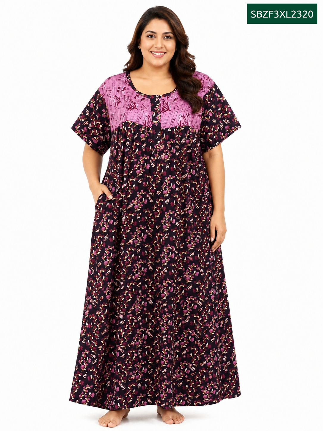 Sivam Nighty Cotton Zip Frock Model 3XL- SBZF3XL2320