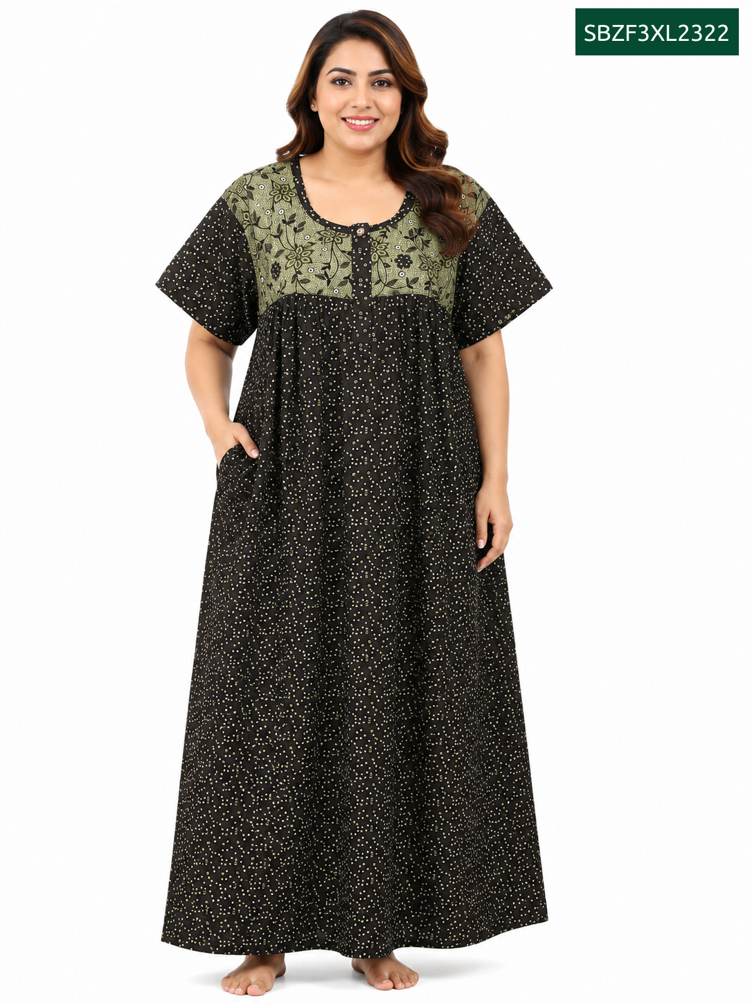 Sivam Nighty Cotton Zip Frock Model 3XL- SBZF3XL2322