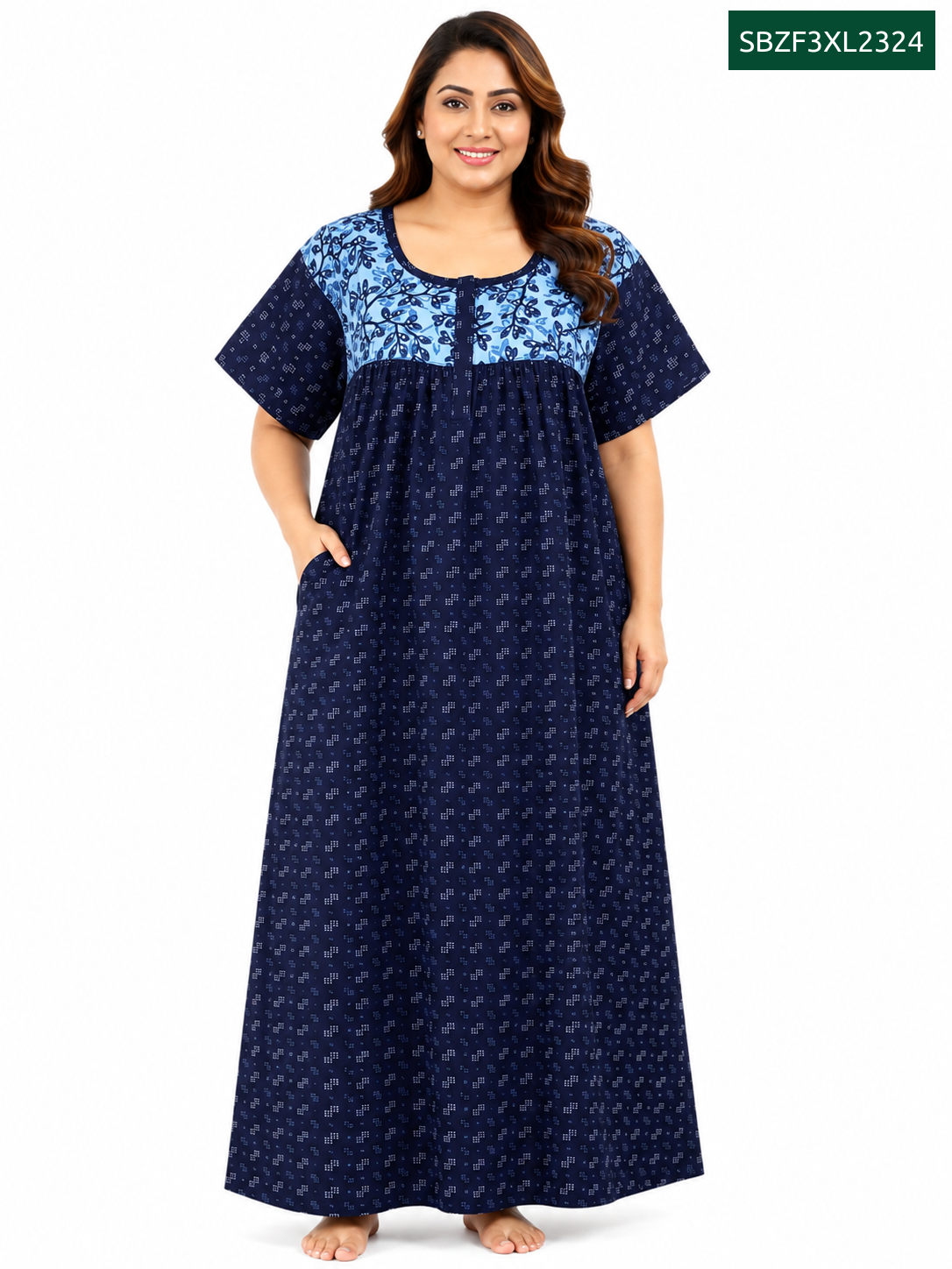 Sivam Nighty Cotton Zip Frock Model 3XL- SBZF3XL2324