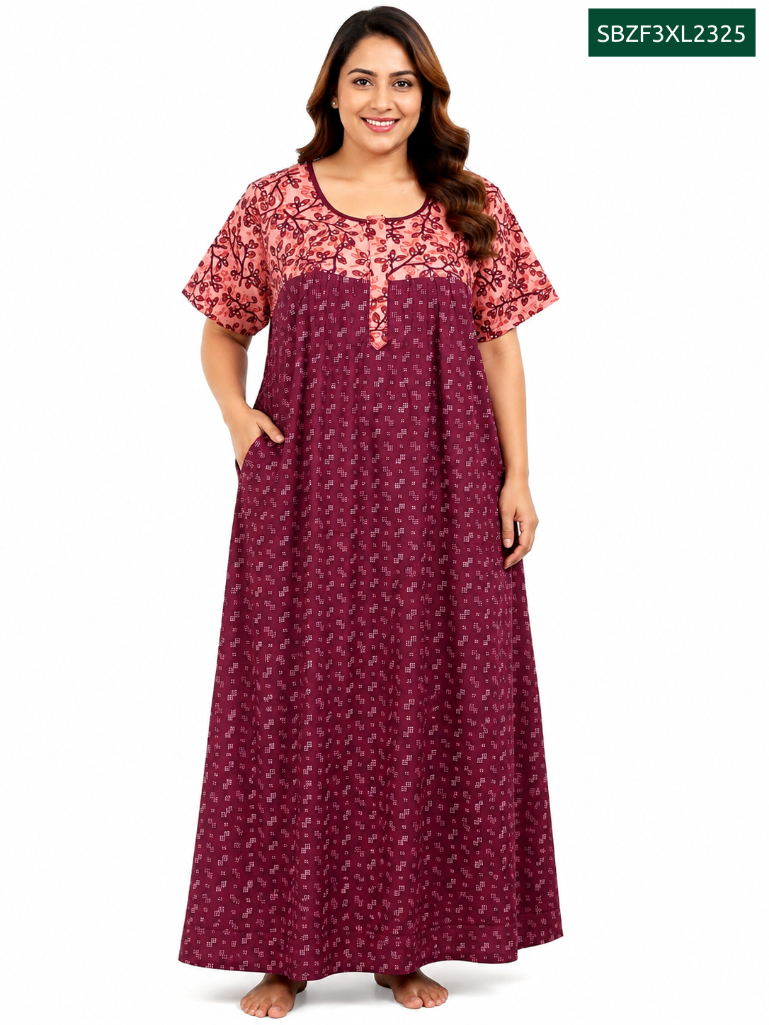 Sivam Nighty Cotton Zip Frock Model 3XL- SBZF3XL2325