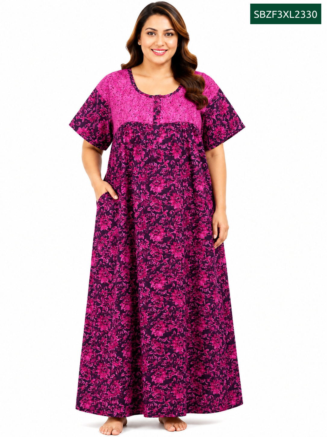 Sivam Nighty Cotton Zip Frock Model 3XL- SBZF3XL2330