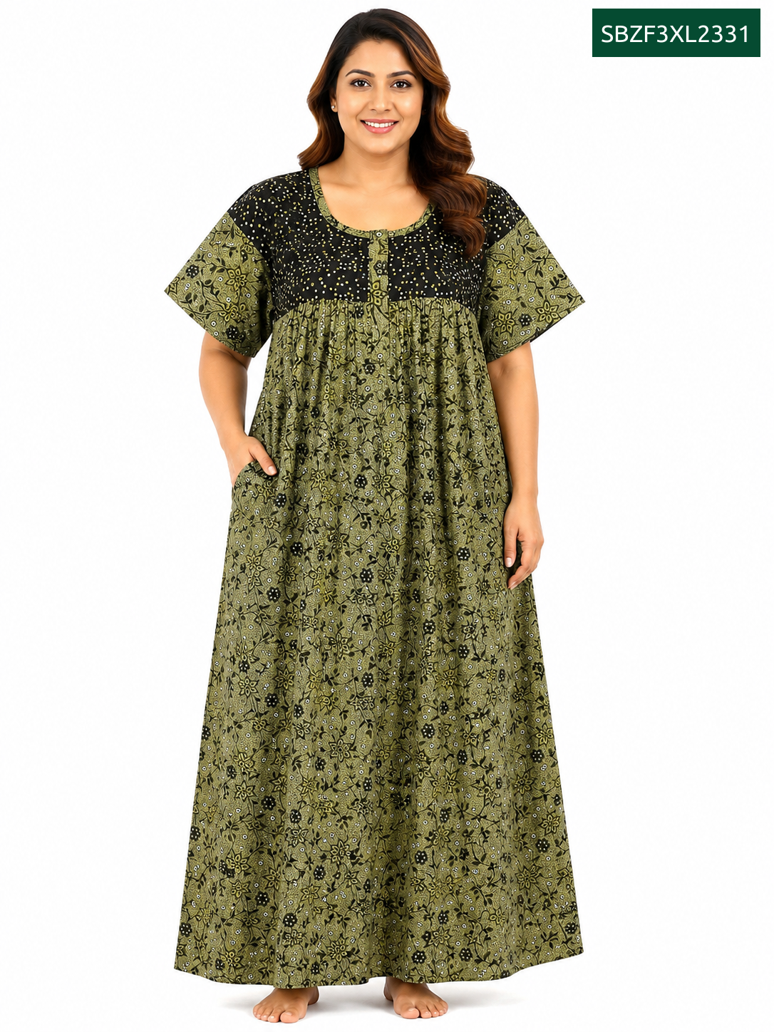 Sivam Nighty Cotton Zip Frock Model 3XL- SBZF3XL2331