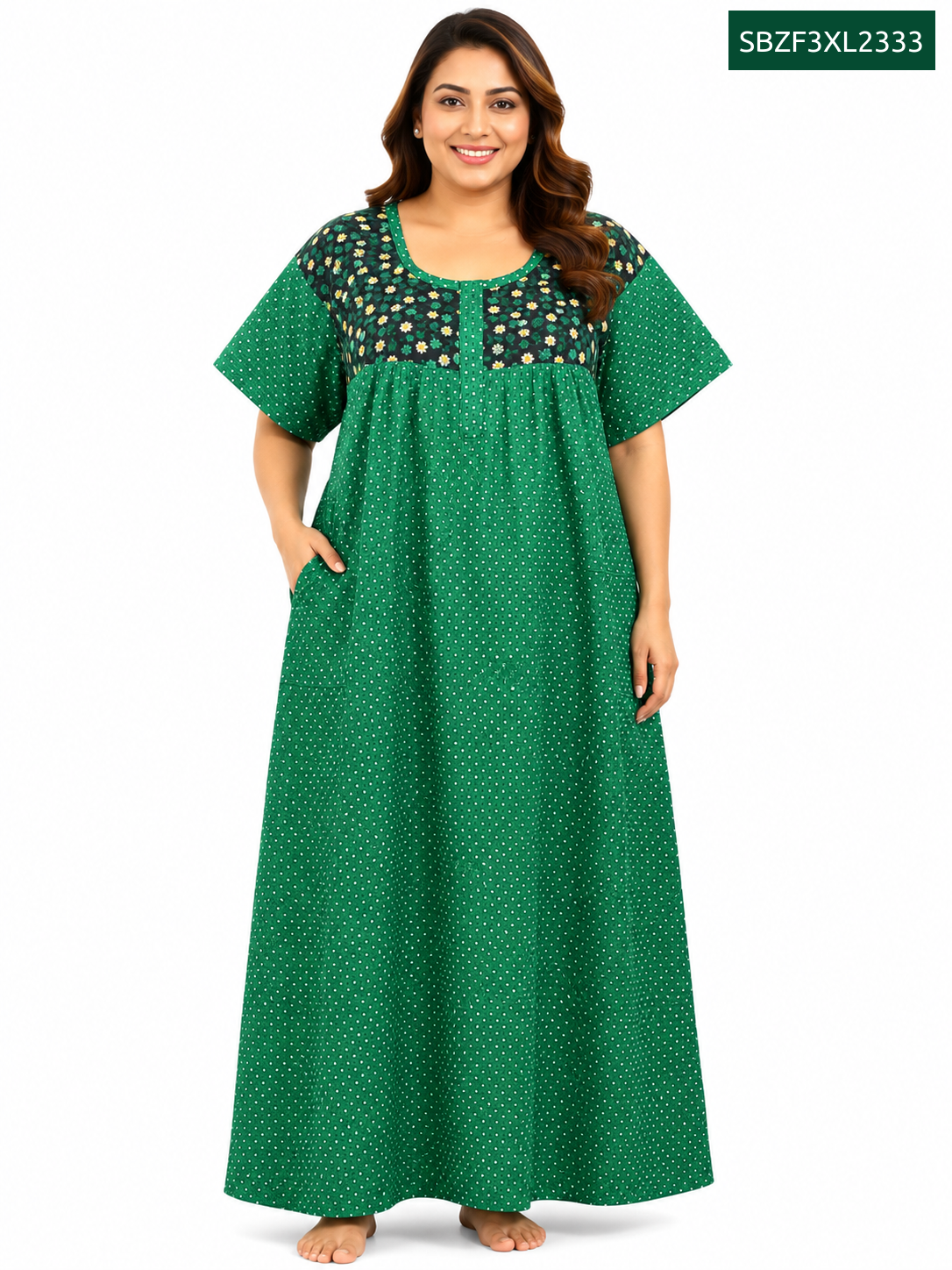 Sivam Nighty Cotton Zip Frock Model 3XL- SBZF3XL2333