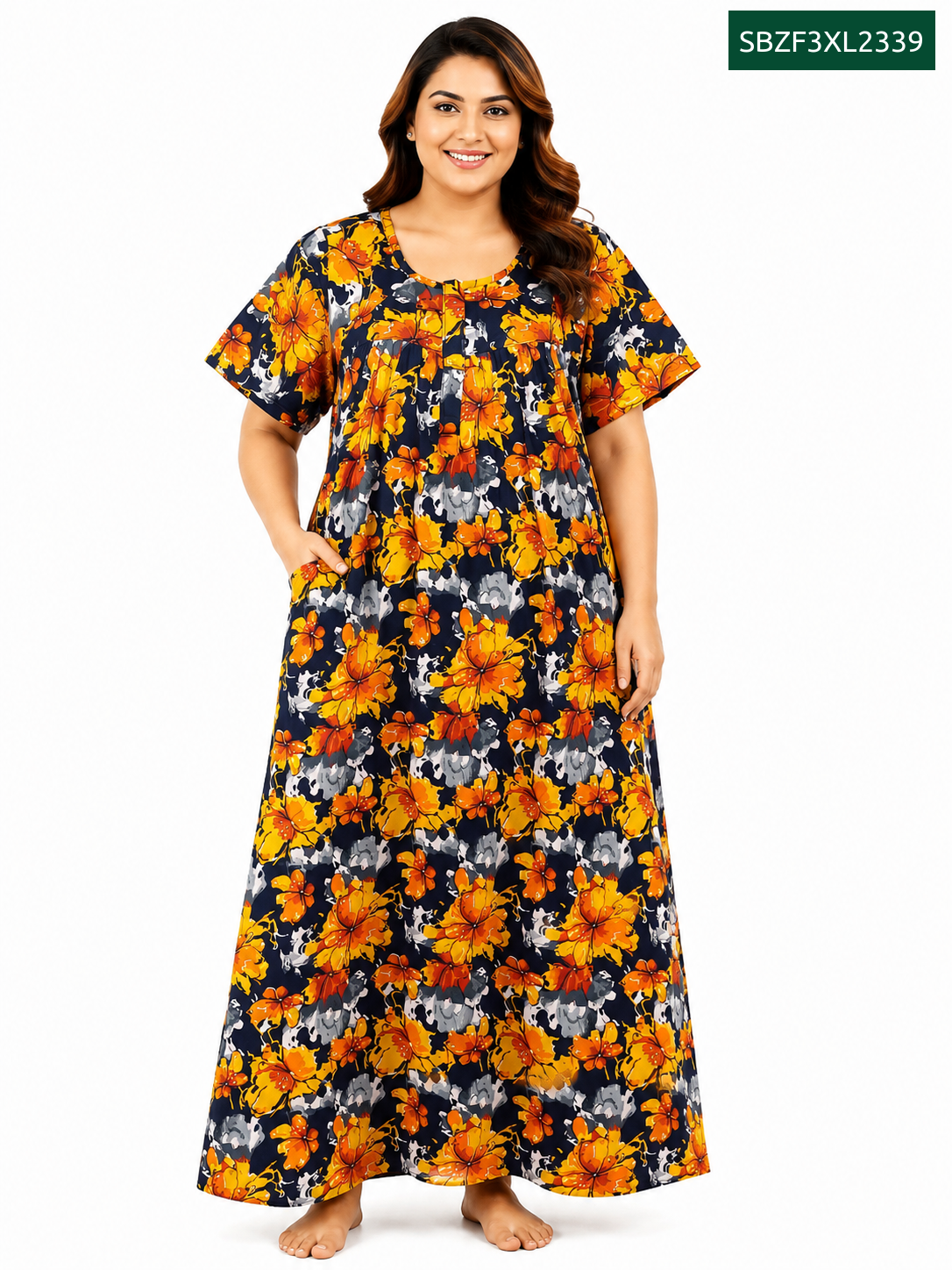 Sivam Nighty Cotton Zip Frock Model 3XL- SBZF3XL2339