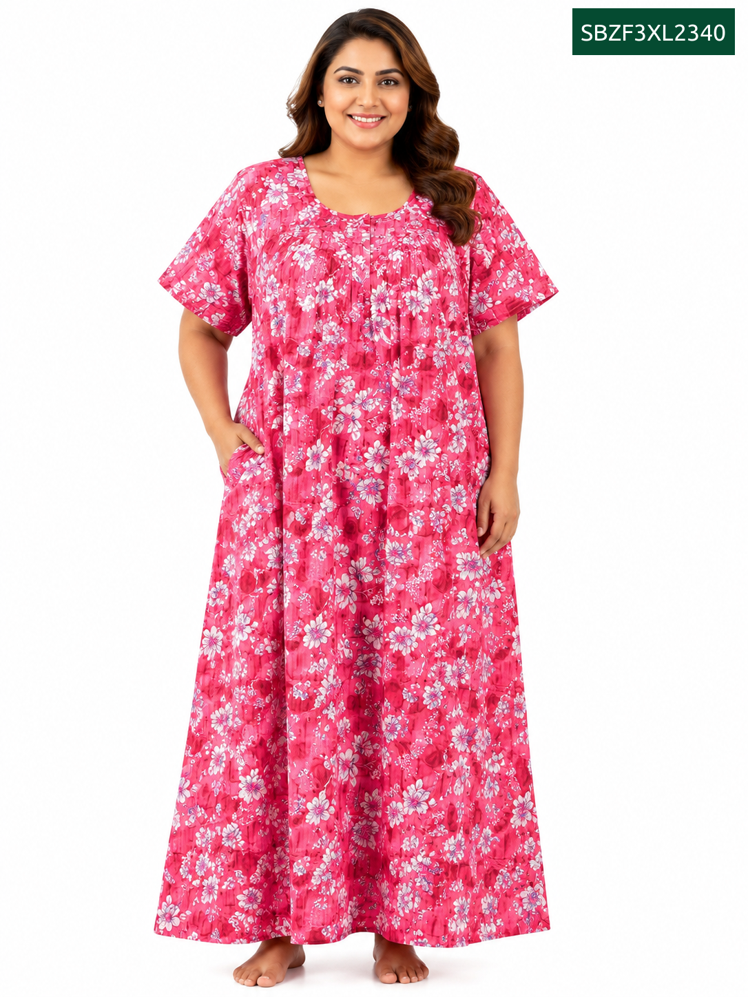 Sivam Nighty Cotton Zip Frock Model 3XL- SBZF3XL2340