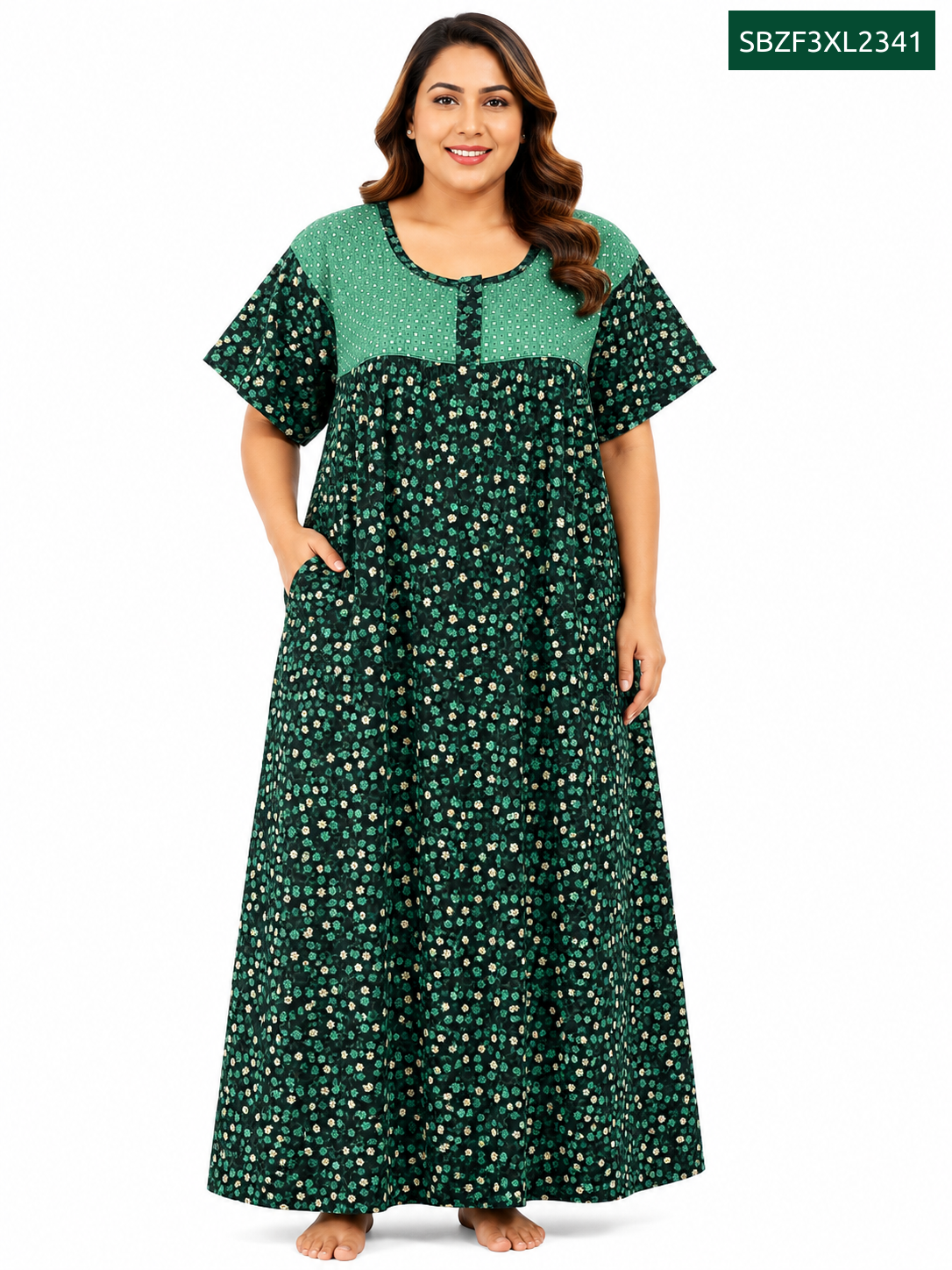 Sivam Nighty Cotton Zip Frock Model 3XL- SBZF3XL2341