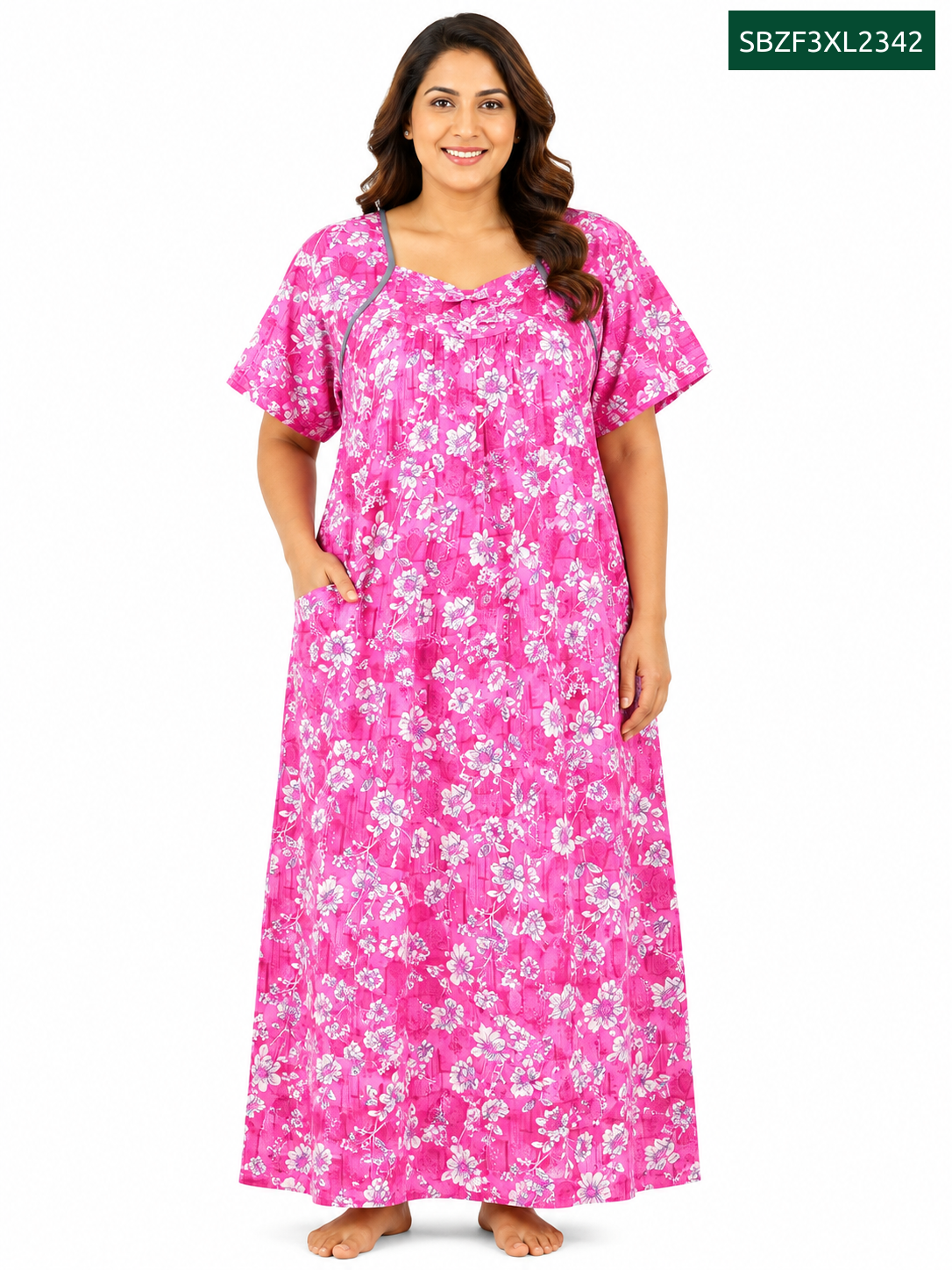 Sivam Nighty Cotton Zip Frock Model 3XL- SBZF3XL2342