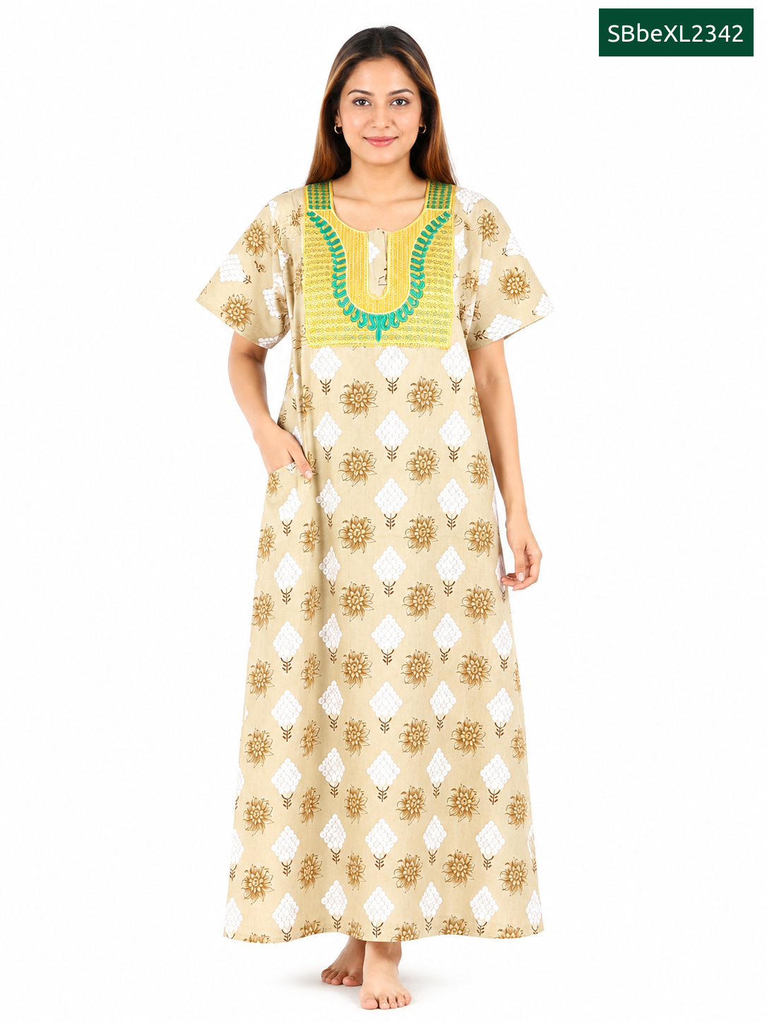 Sivam Nighty Cotton Embroid Model XL- SBbeXL2342