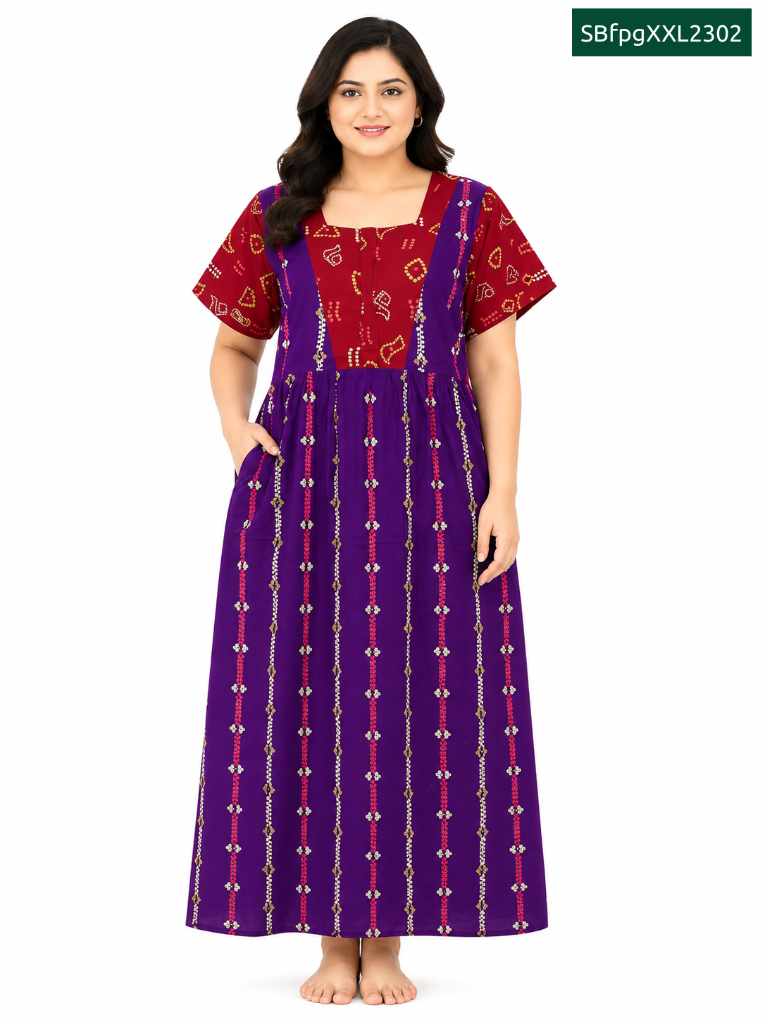 Sivam Nighty Cotton Zip gown Model XXL- SBfpgXXL2302