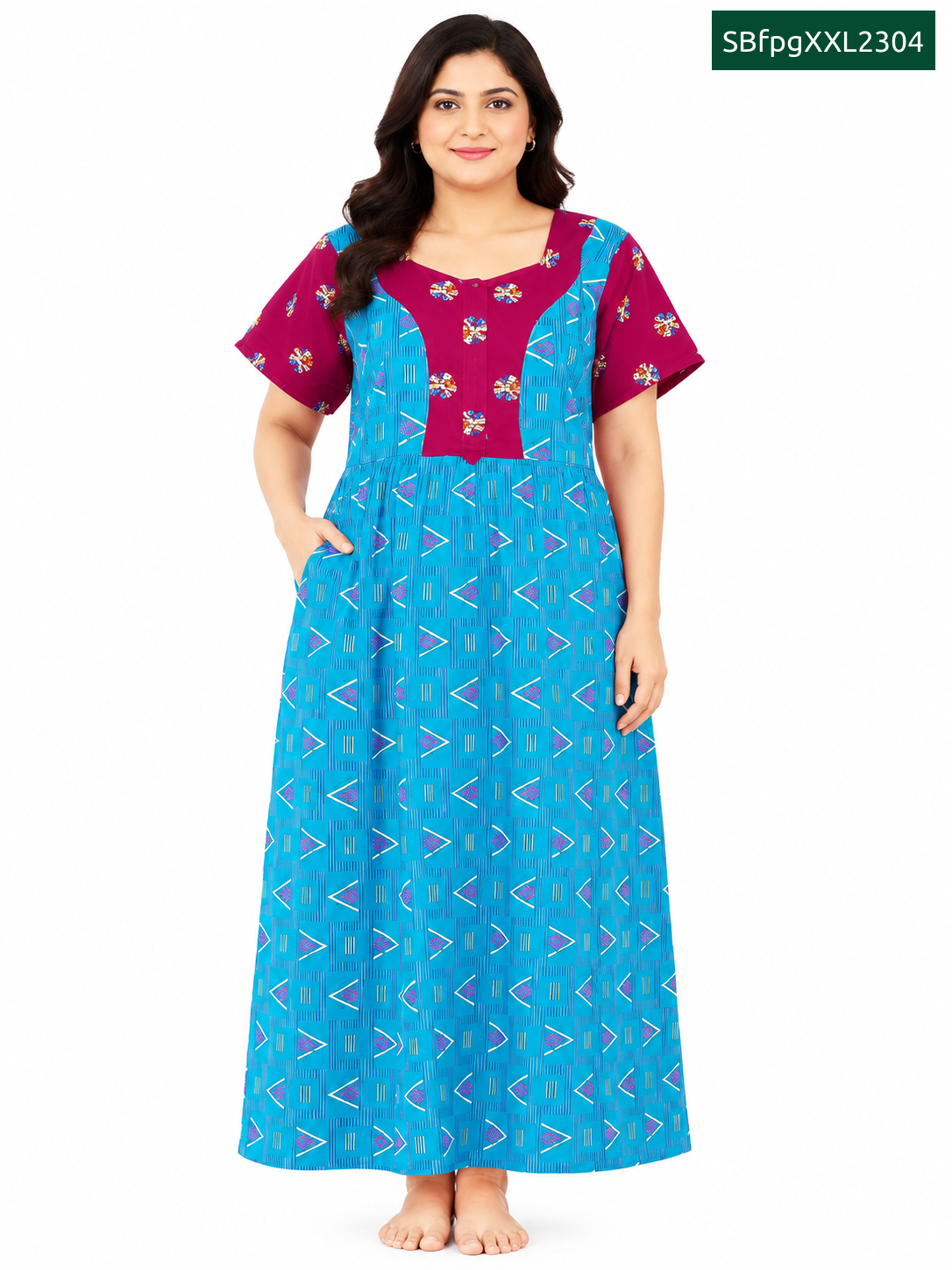 Sivam Nighty Cotton Zip gown Model XXL- SBfpgXXL2304