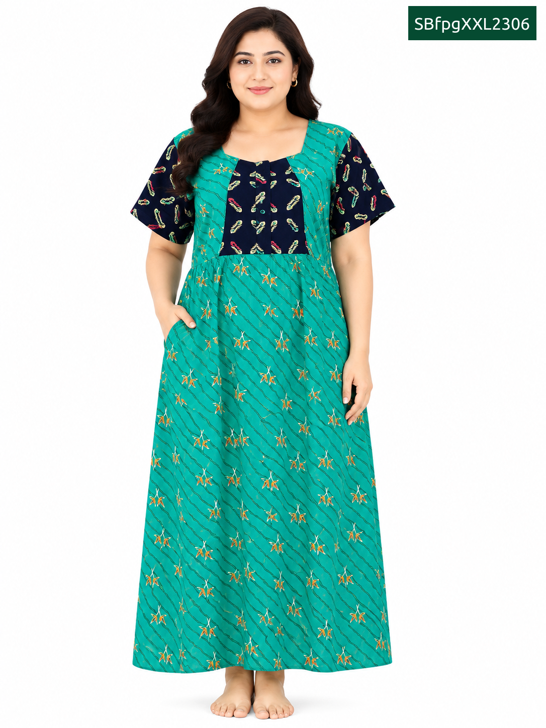 Sivam Nighty Cotton Zip gown Model XXL- SBfpgXXL2306