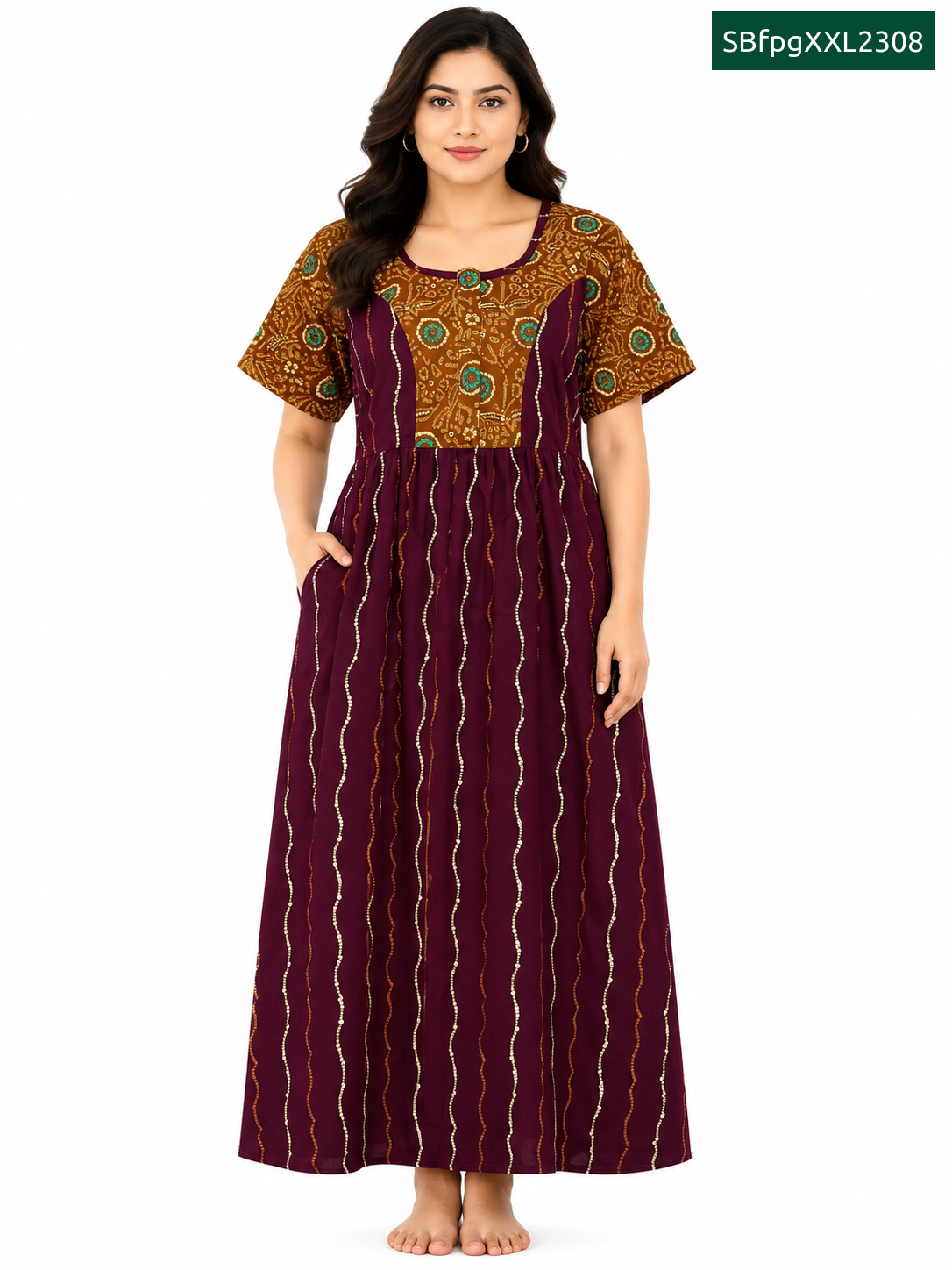 Sivam Nighty Cotton Zip gown Model XXL- SBfpgXXL2308