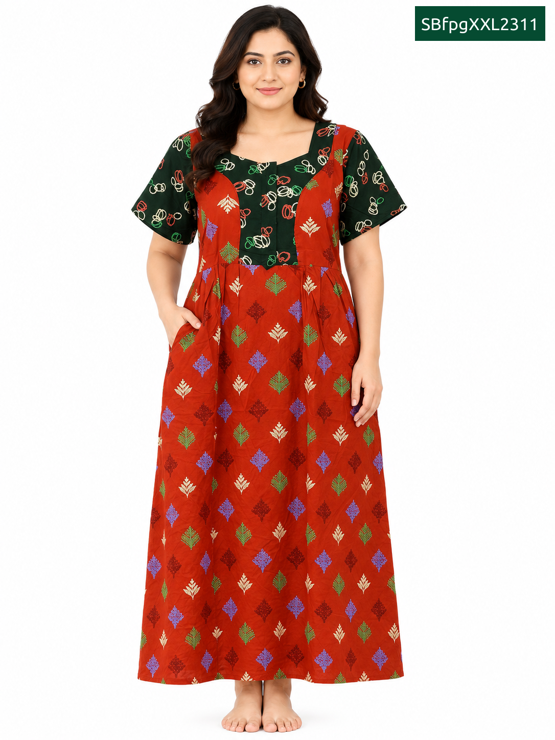 Sivam Nighty Cotton Zip gown Model XXL- SBfpgXXL2311