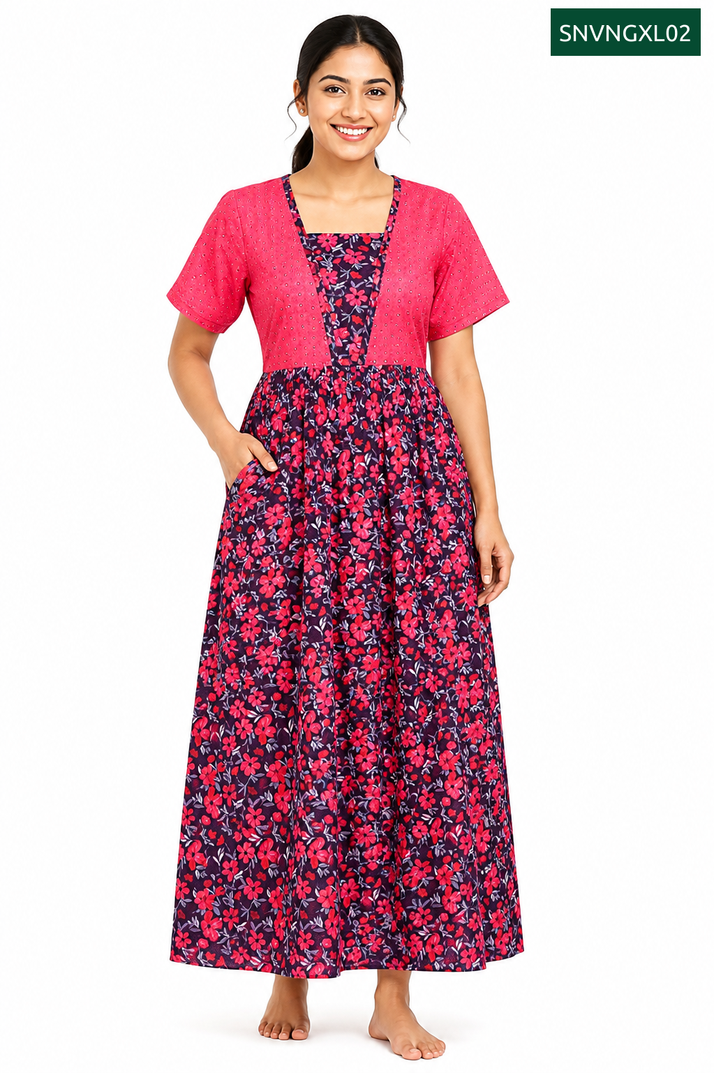 Sivam Nighty Cotton V Neck Model XL- SNVNGXL02