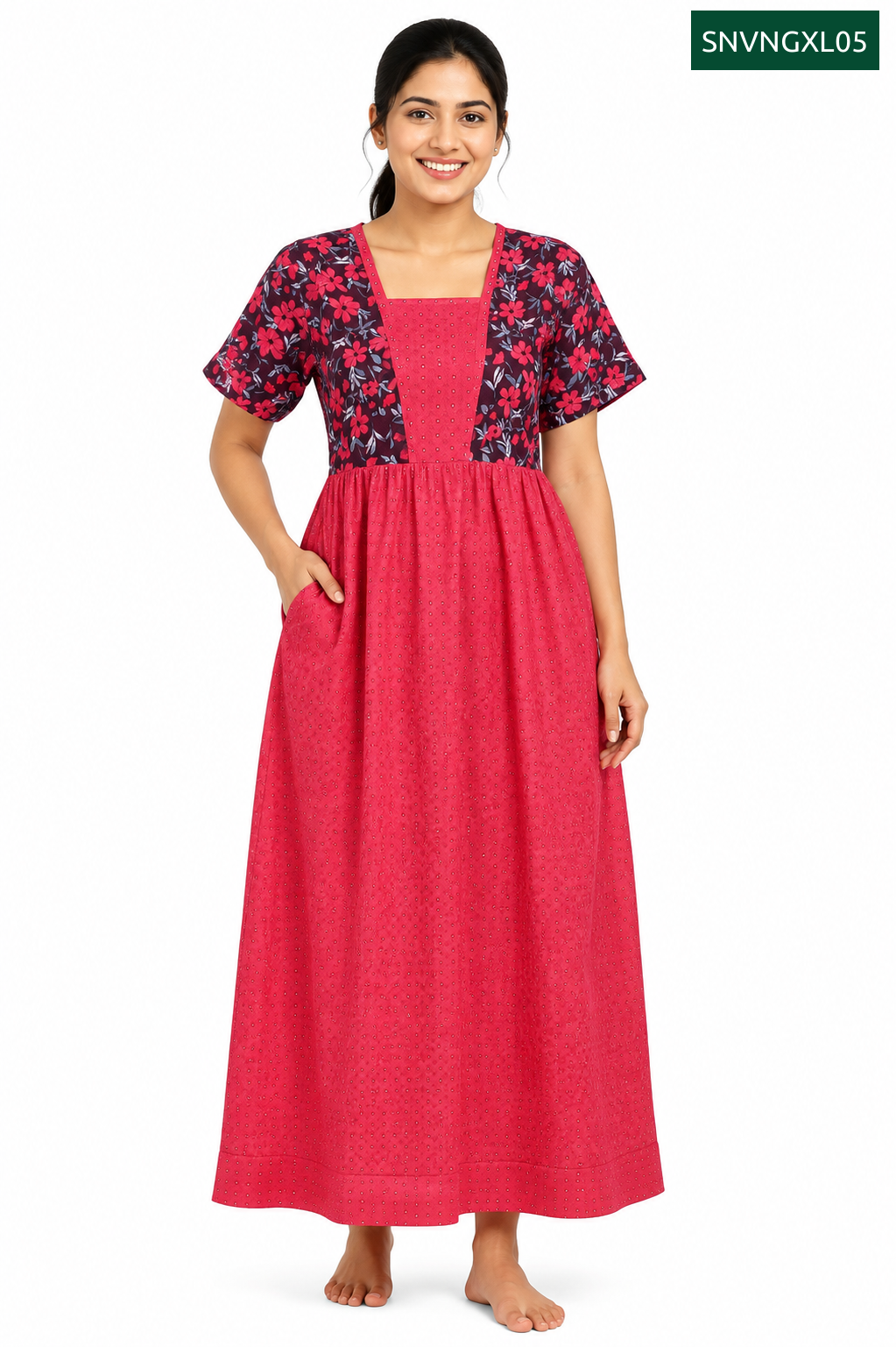 Sivam Nighty Cotton V Neck Model XL- SNVNGXL05