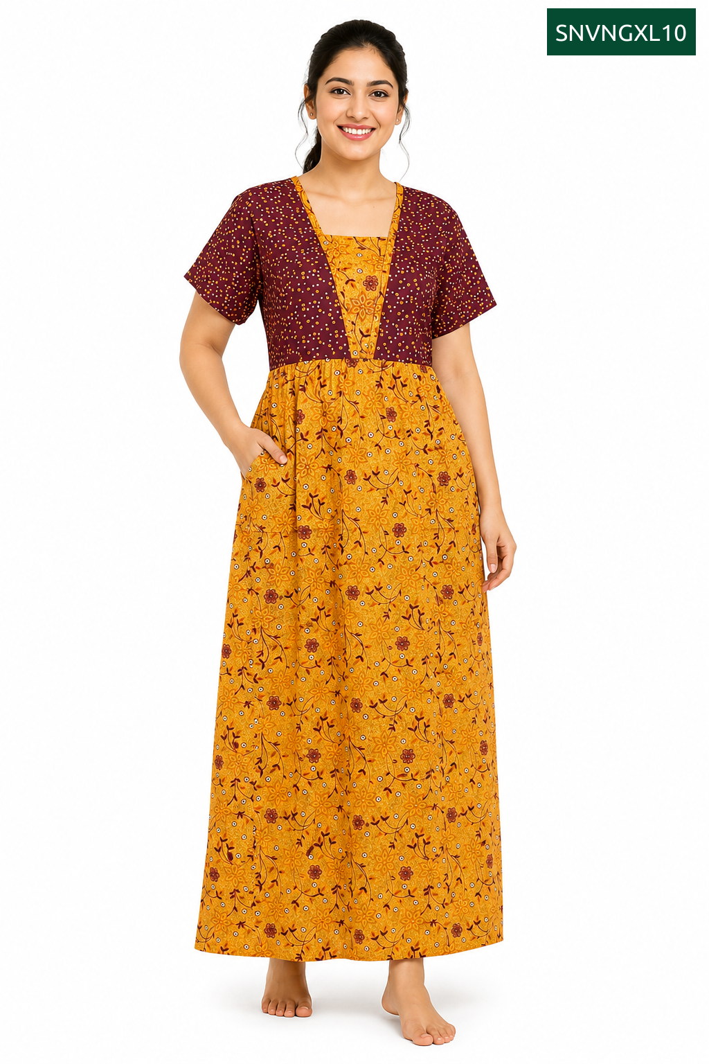 Sivam Nighty Cotton V Neck Model XL- SNVNGXL10