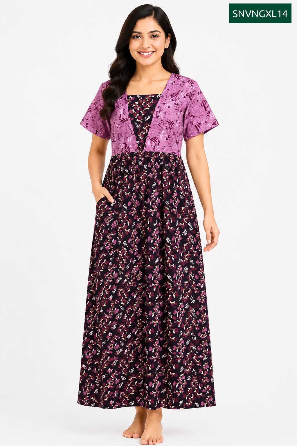Sivam Nighty Cotton V Neck Model XL- SNVNGXL14
